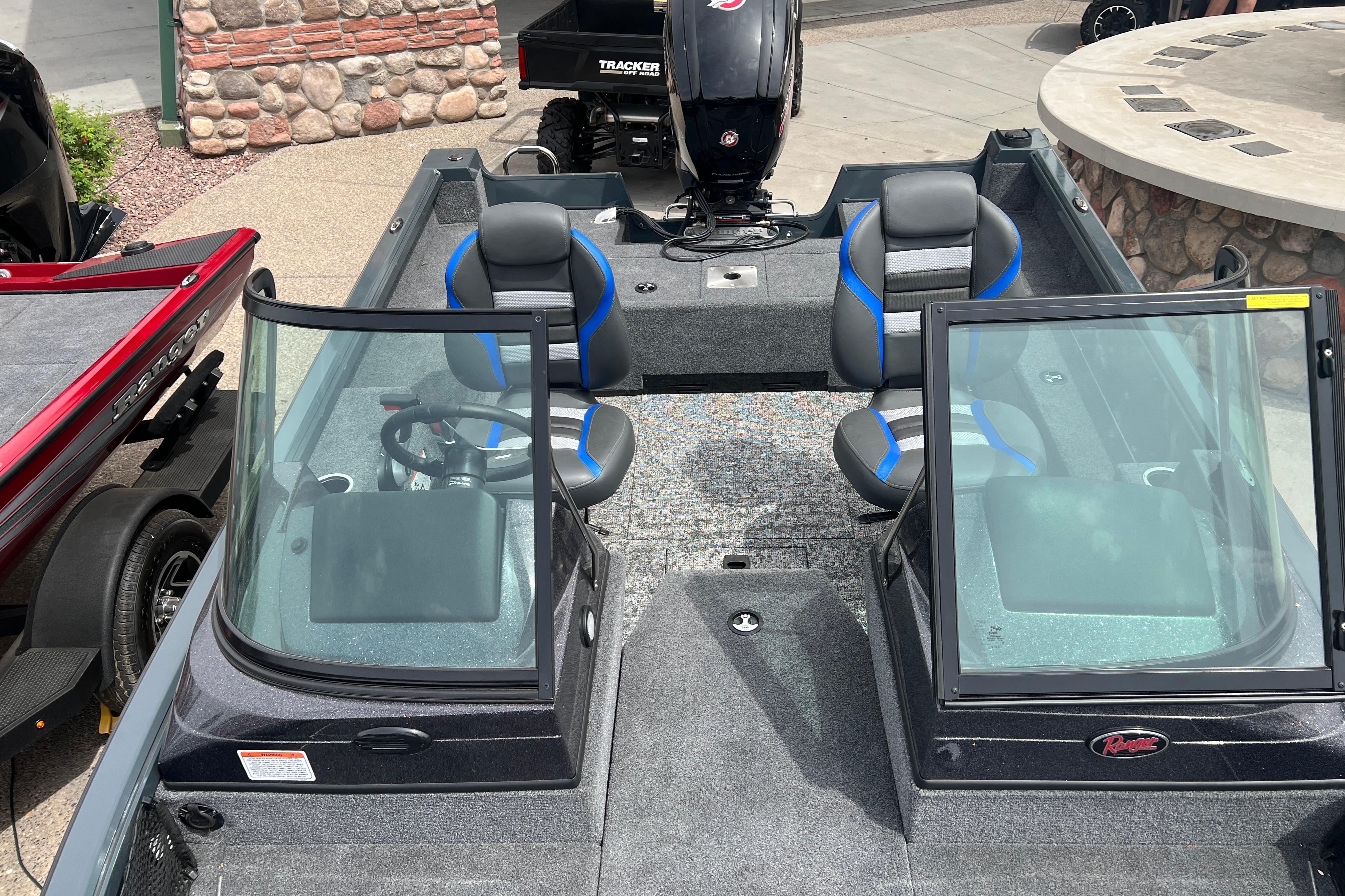 2026 Ranger VS1682SC Angler boat interior with dual seats and windshield.