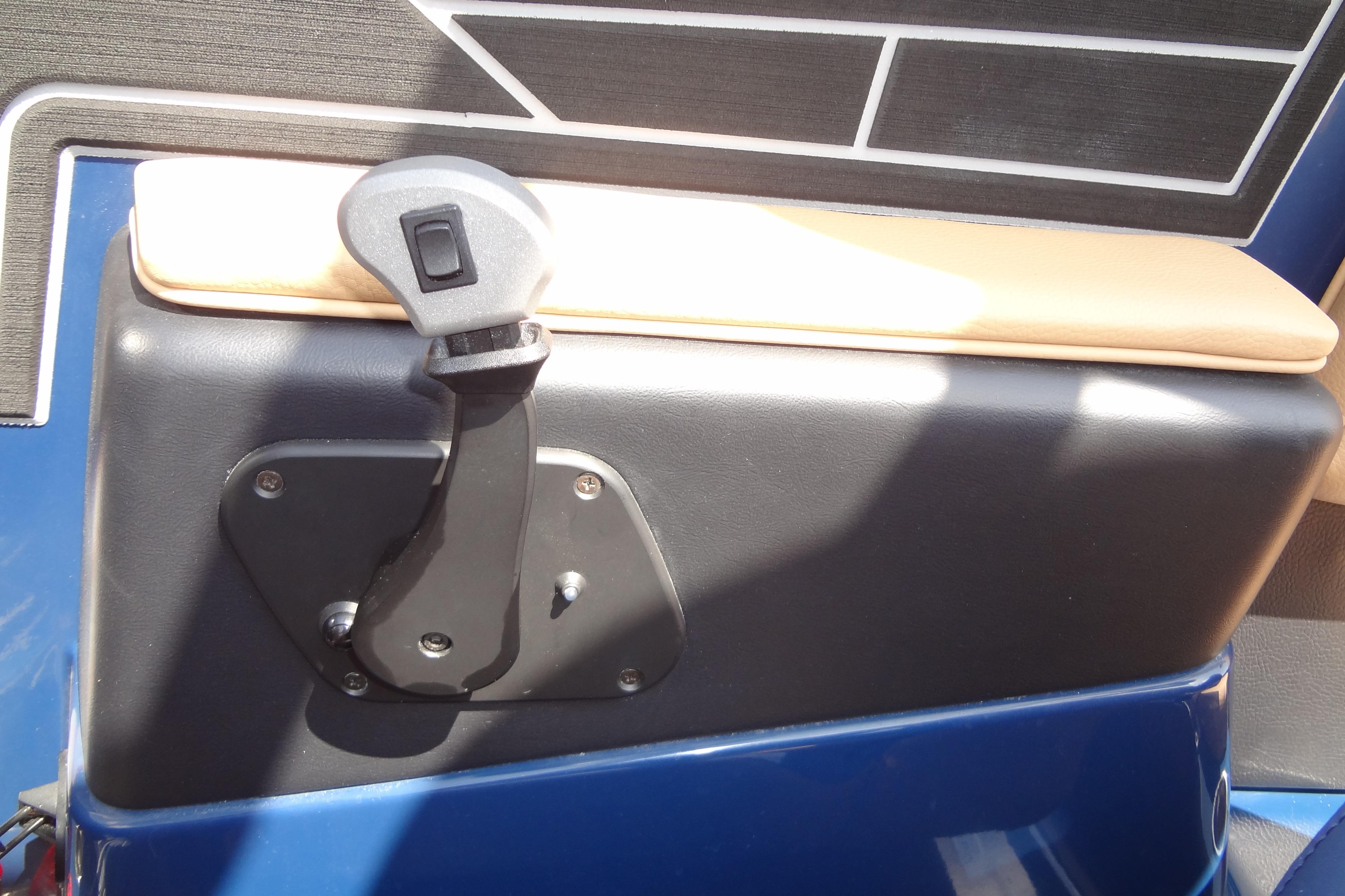2022 ATX Surf Boats 24 Type-S interior detail with seatbelt and cushion.