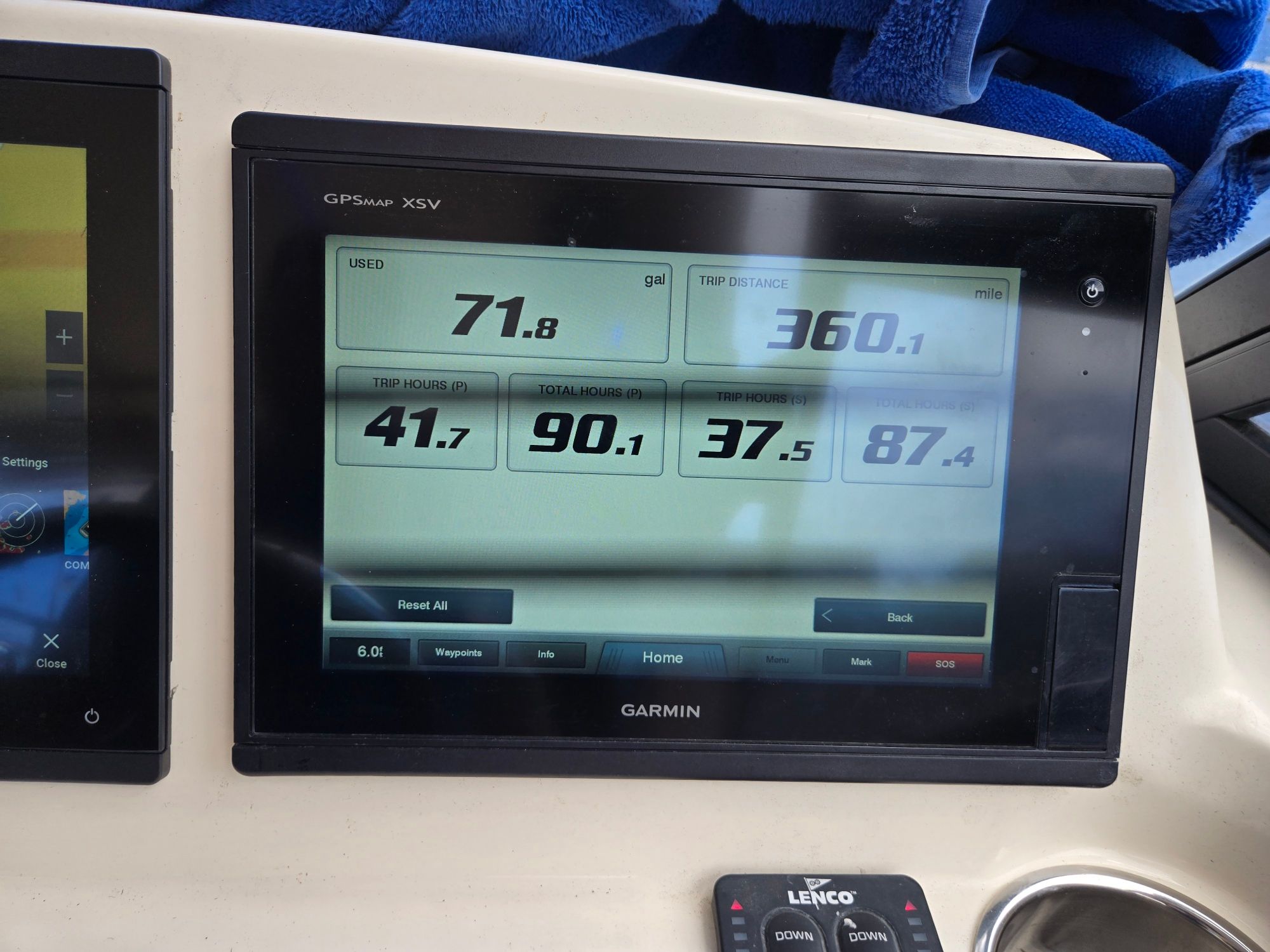 Garmin GPS display on 2019 Scout 275 Dorado boat.