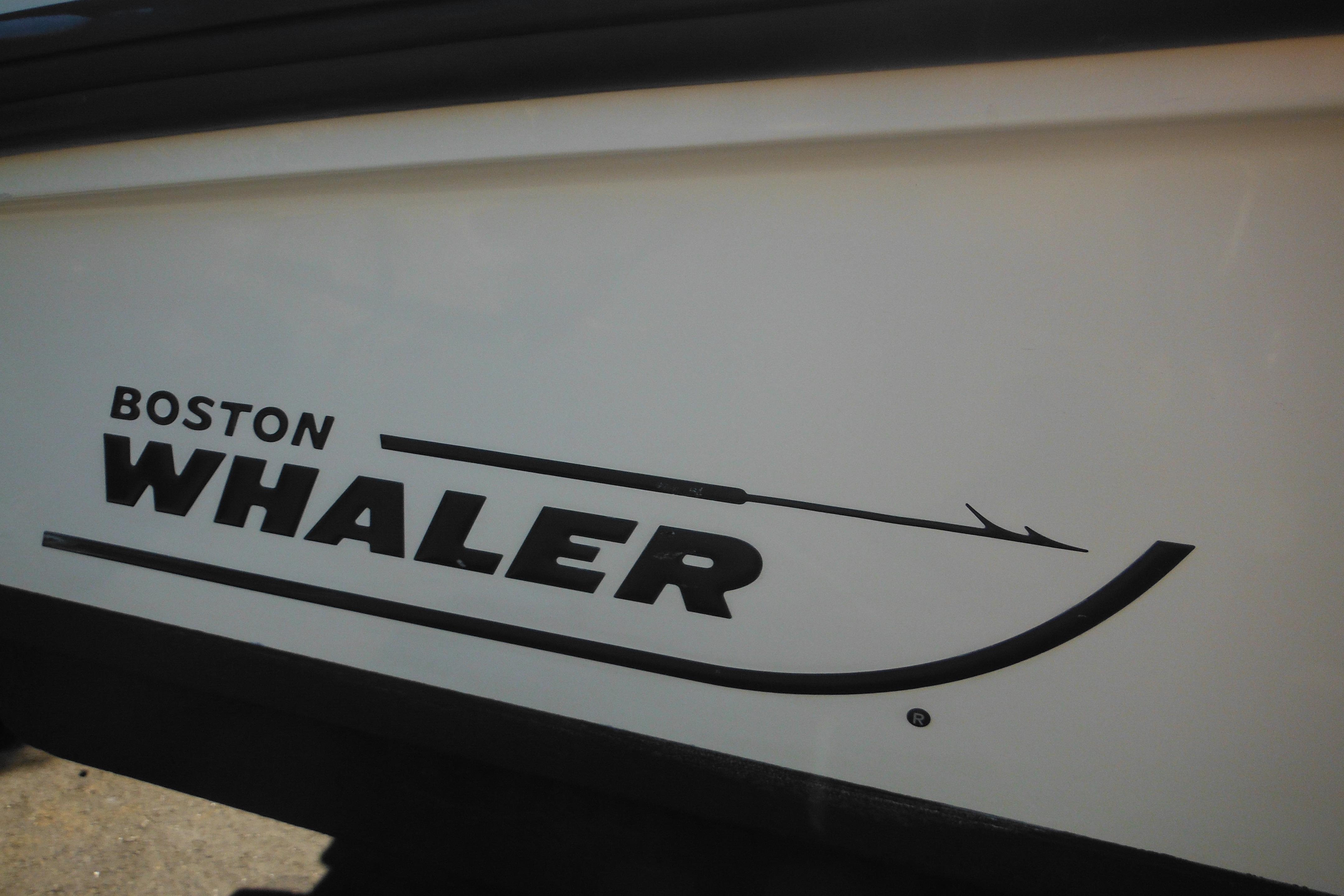 Boston Whaler 200 Dauntless 2009 logo on boat hull.
