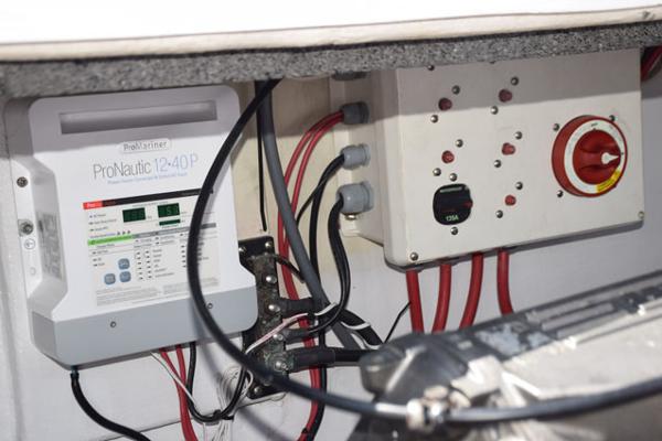 outboard port motor, smart charger, shut off switch, circuit breakers
