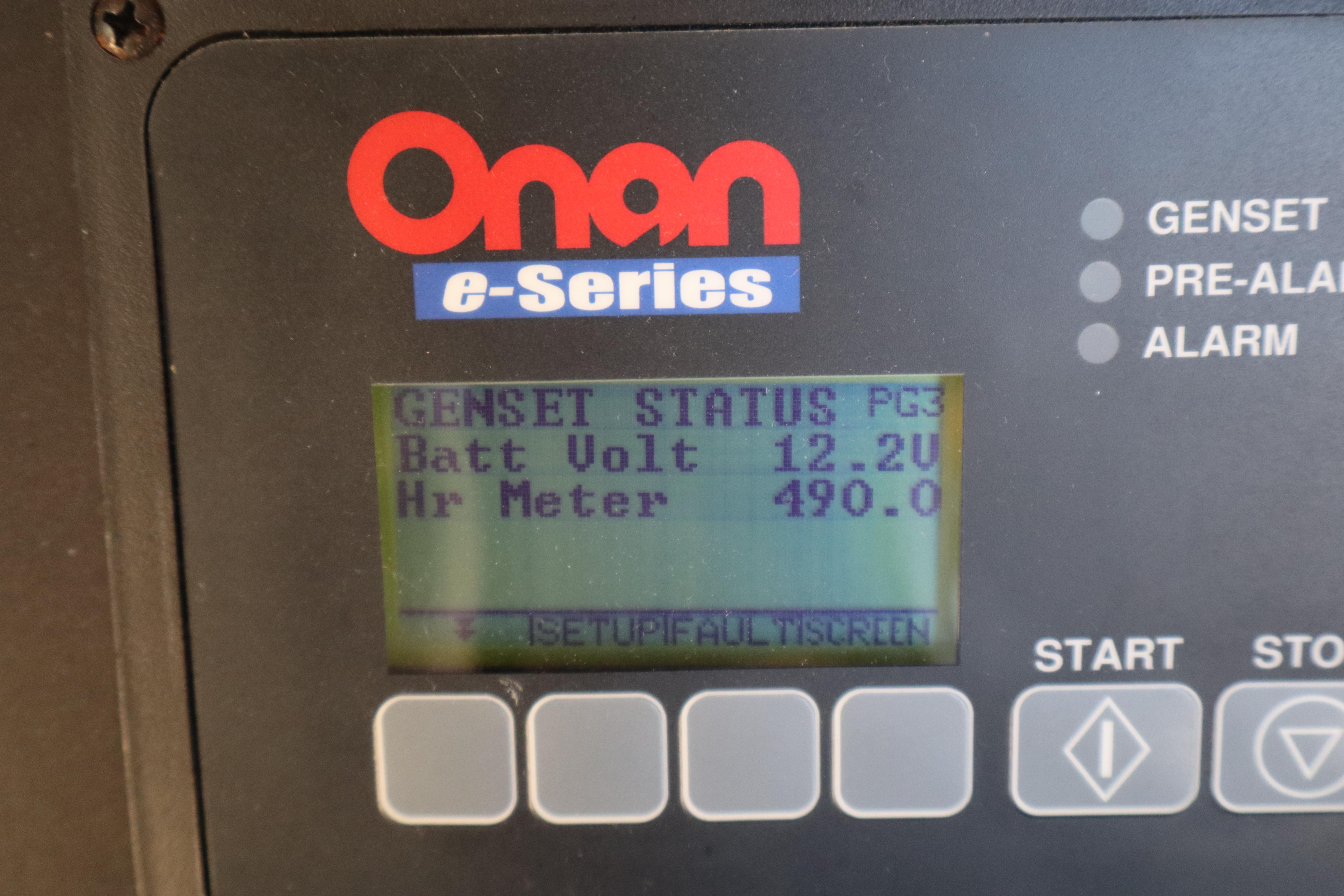 Onan e-Series generator display showing battery voltage and hour meter for 2006 Bluewater Yachts 5200.