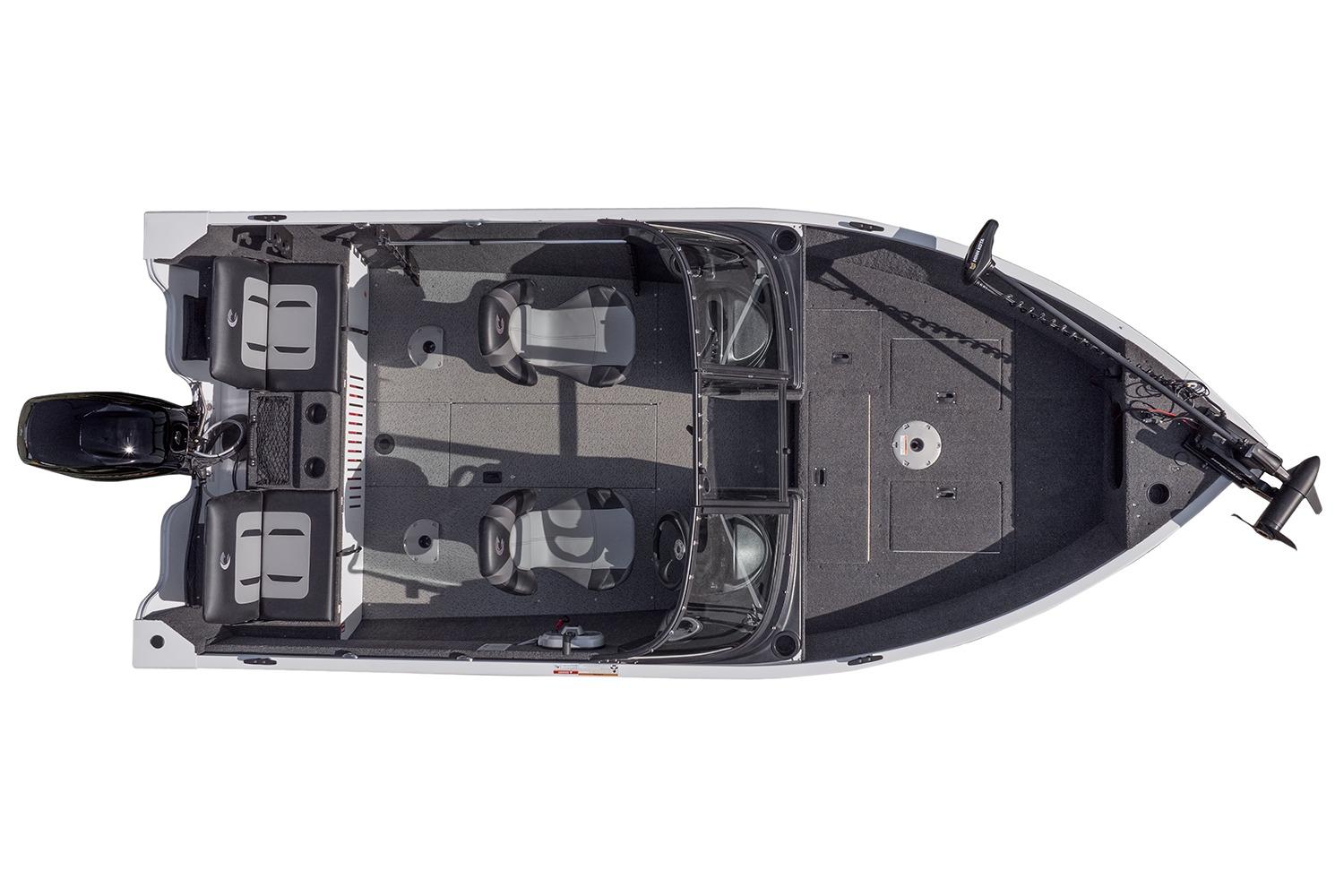 Manufacturer Provided Image: Top view of 2026 Crestliner 1650 Kodiak WT fishing boat interior layout.