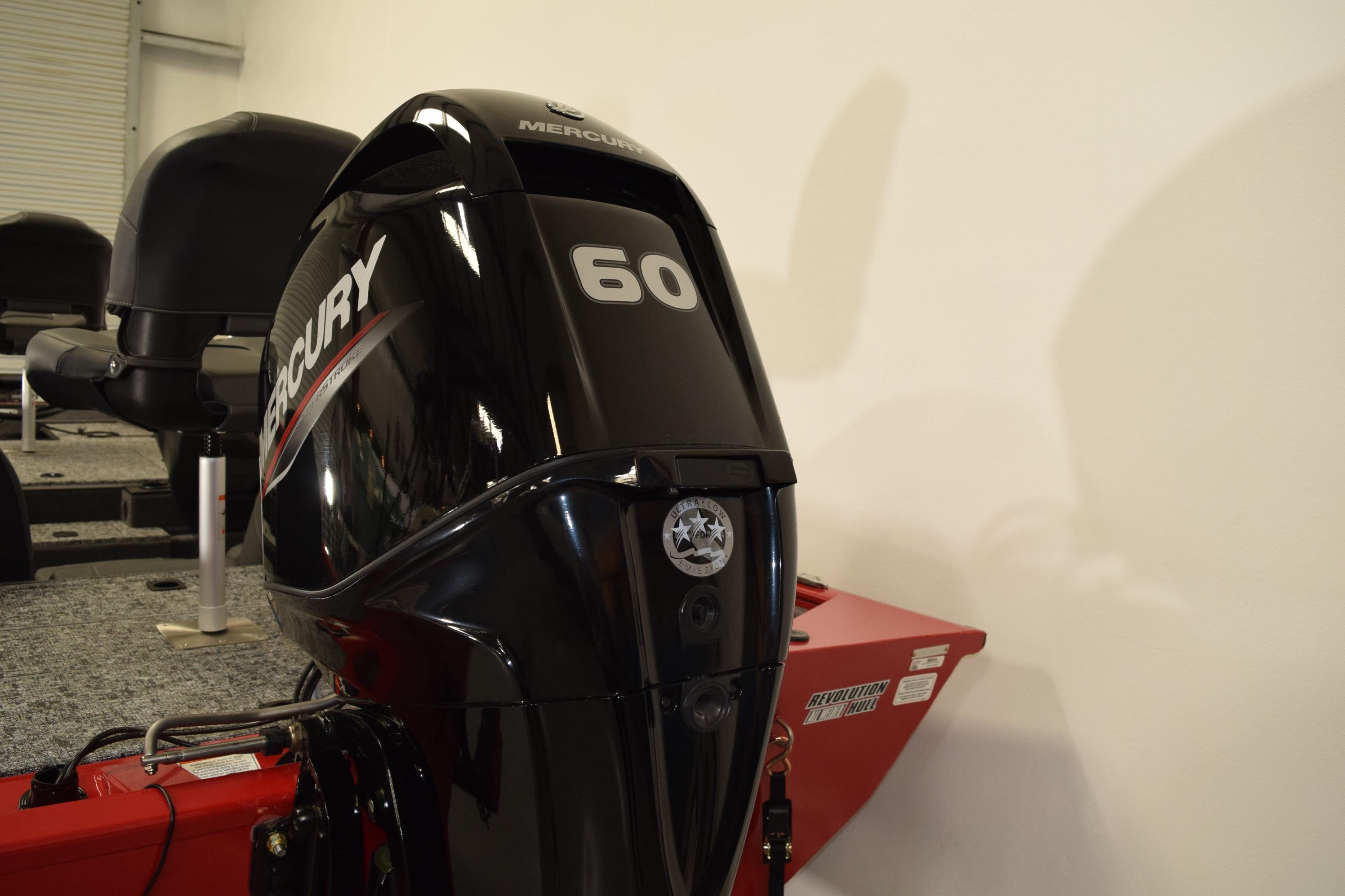 2026 Tracker Pro Team 175 with Mercury 60 outboard motor, interior view.