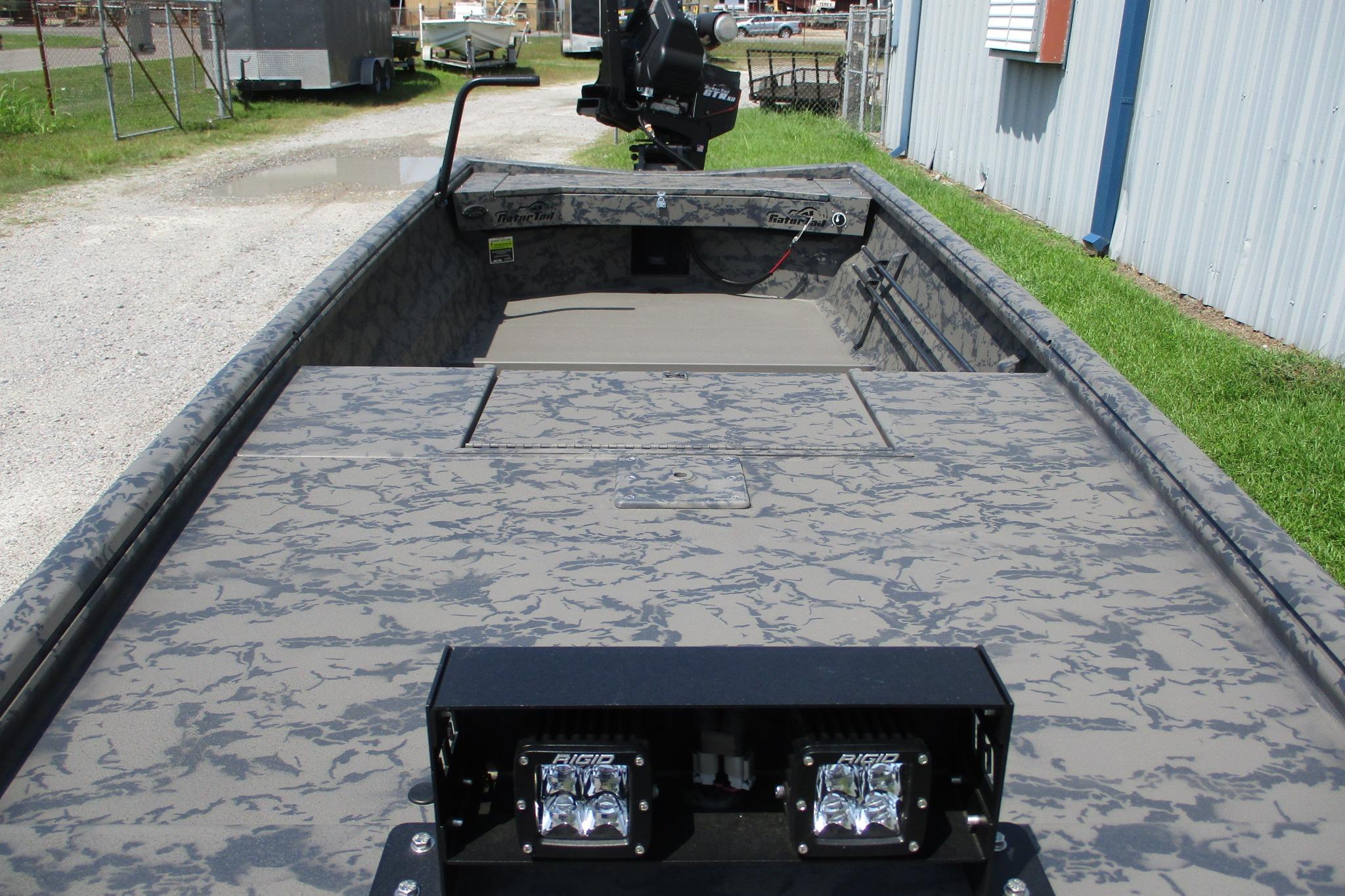 2026 Gator Tail 1754 Extreme boat with camo pattern and LED lights.