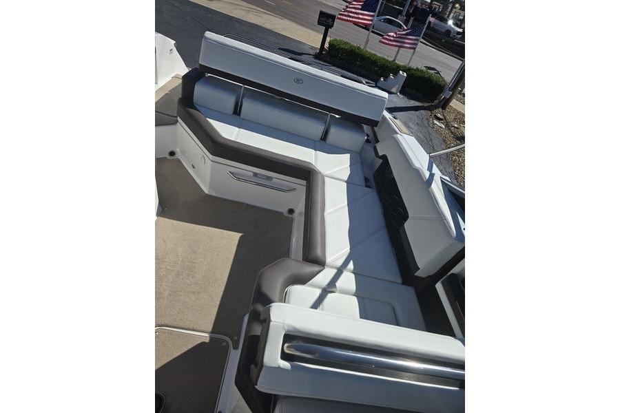 2022 Cobalt R4 boat interior with spacious seating and modern design.