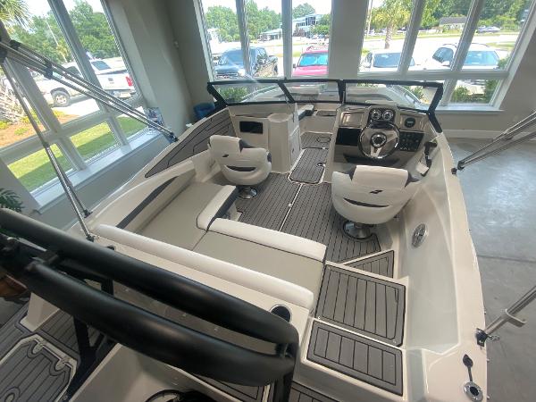 2024 Starcraft SVX 190 boat interior with seating and control console.