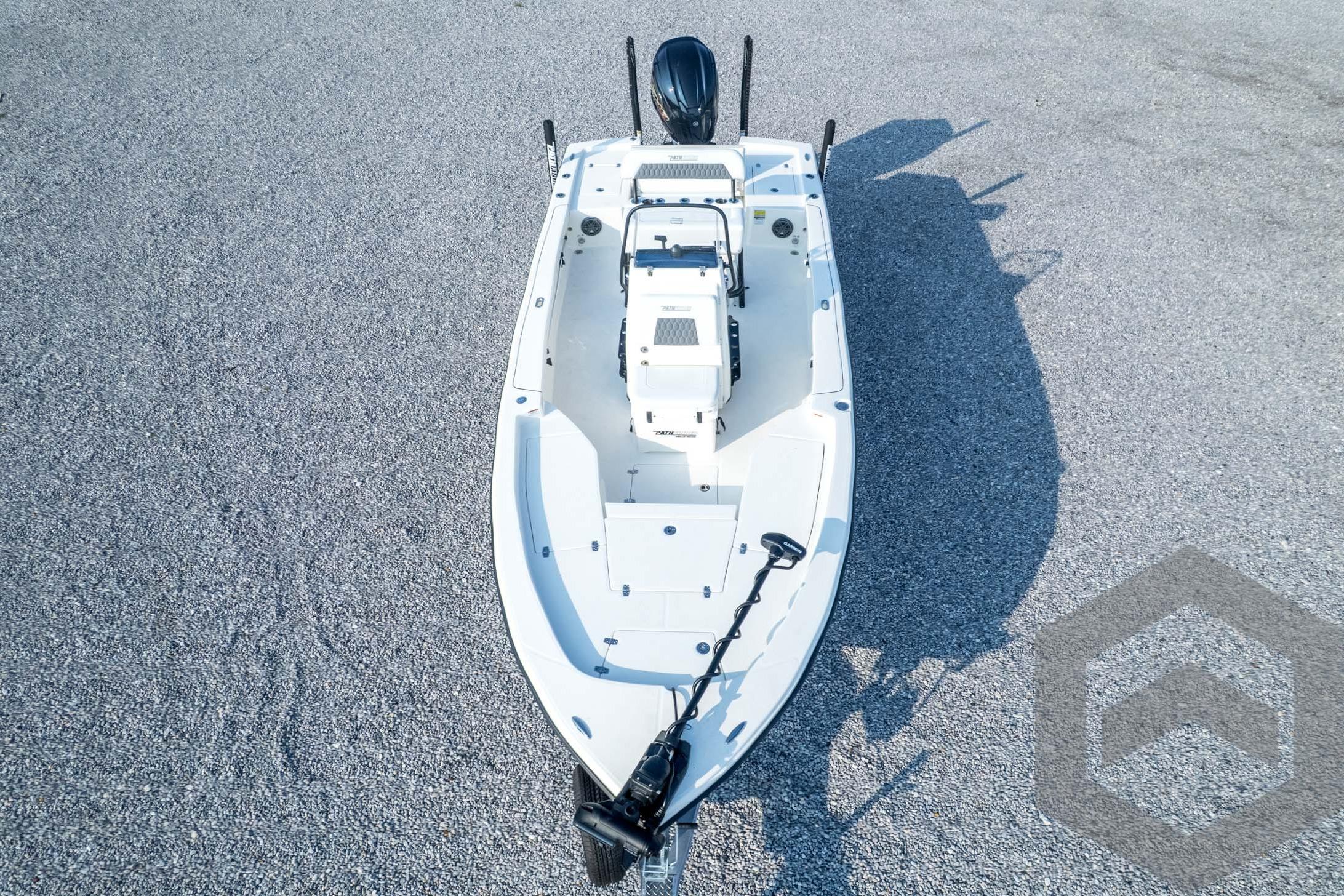 2026 Pathfinder 2200 TRS boat, aerial view on gravel surface.
