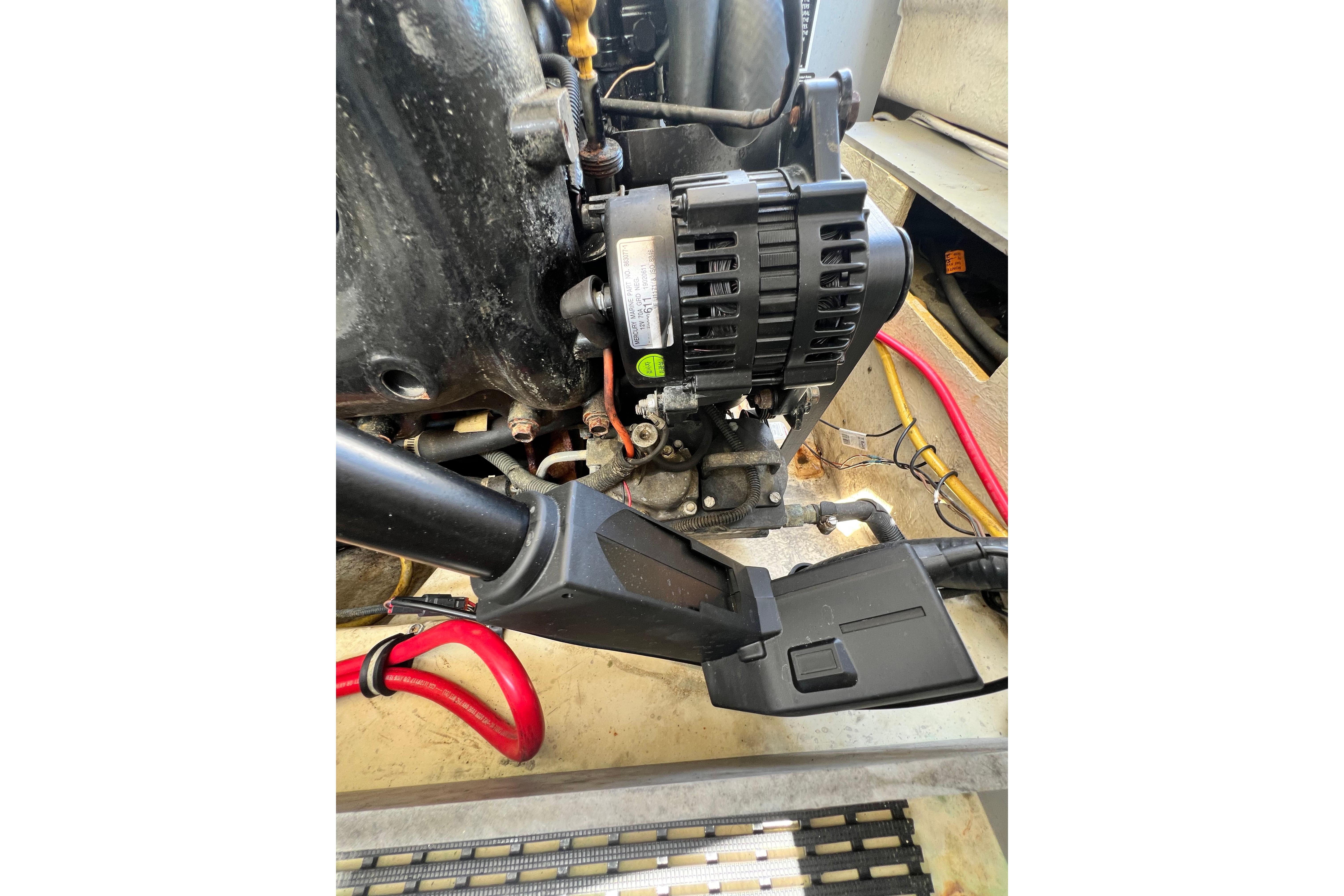Engine compartment of a 2015 Monterey 268SS Super Sport boat, showing mechanical components.