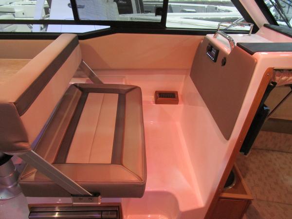 Interior seating of 2025 Cutwater C-248 Coupe boat, featuring modern design and comfortable upholstery.