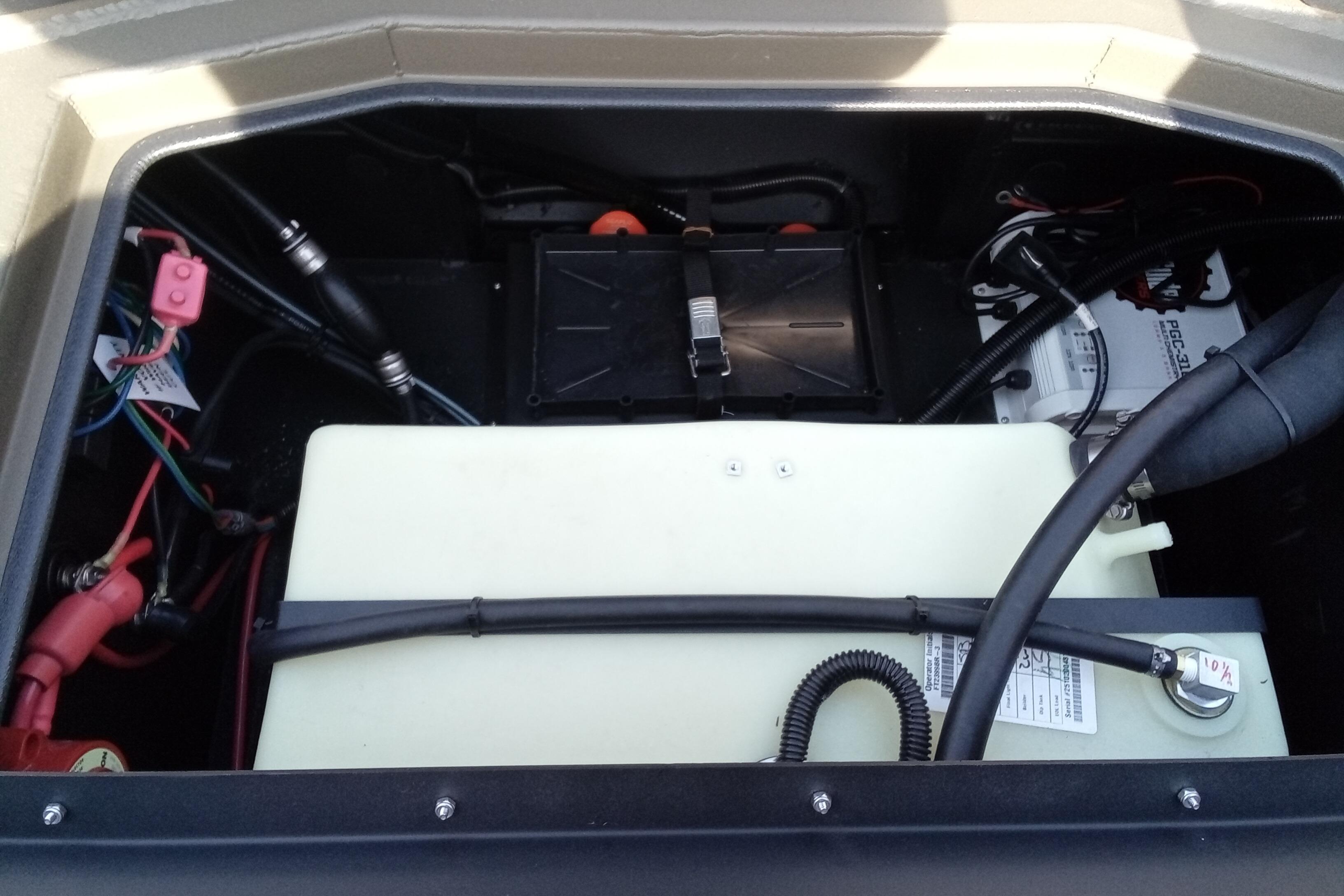 Engine compartment of 2026 Thor 1900 Low Country Elite with visible wiring and components.