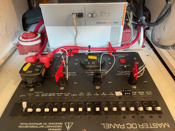 Electrical control panel on a 2003 Tiara Yachts 3500 Open boat.