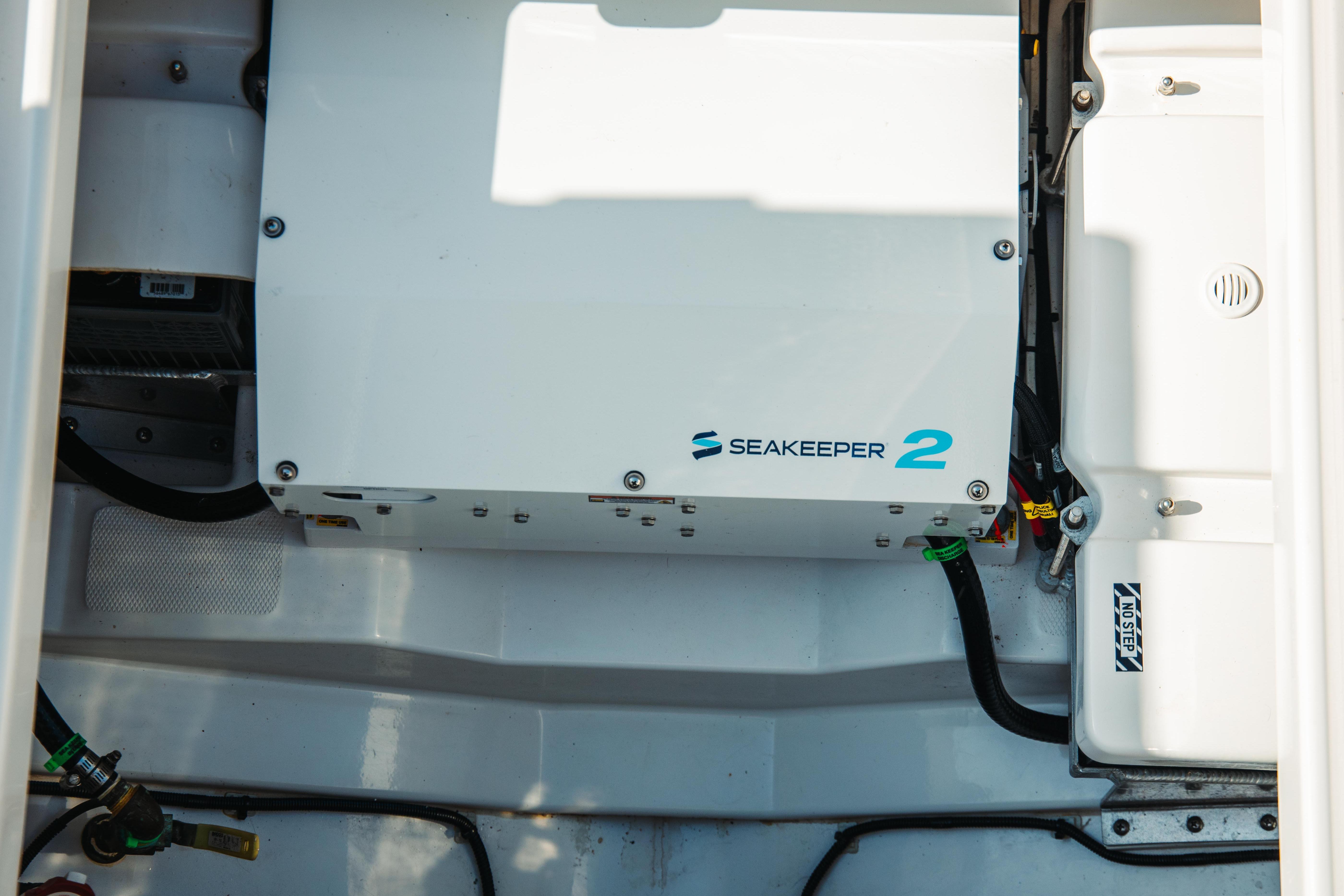 Seakeeper 2 stabilizer in 2024 Everglades 315 Center Console boat interior.