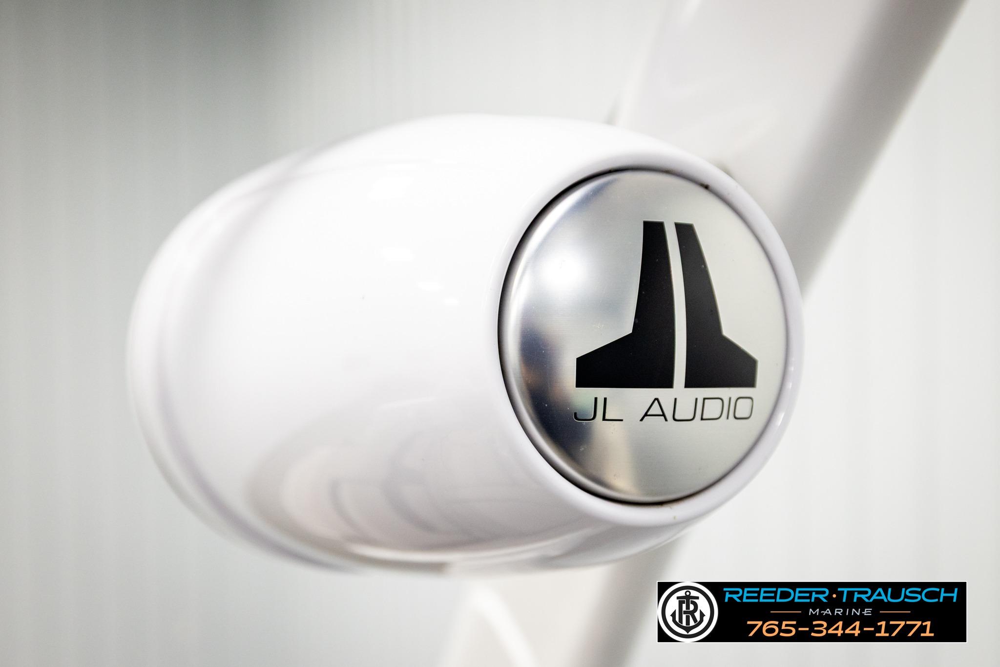 Close-up of JL Audio speaker on 2024 FOURWINNS HD5 Surf boat.