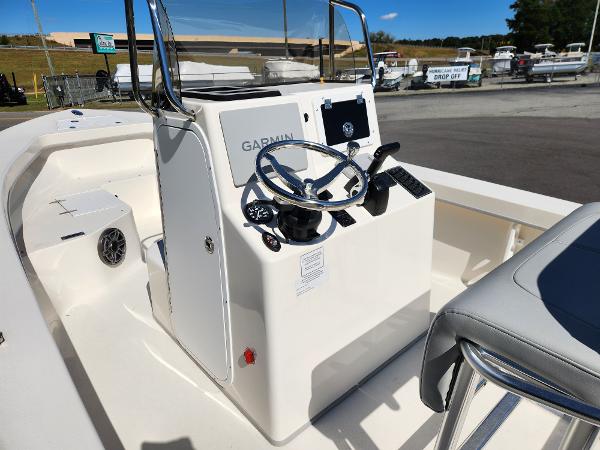 2023 May-Craft 208 CC boat console with Garmin navigation system.