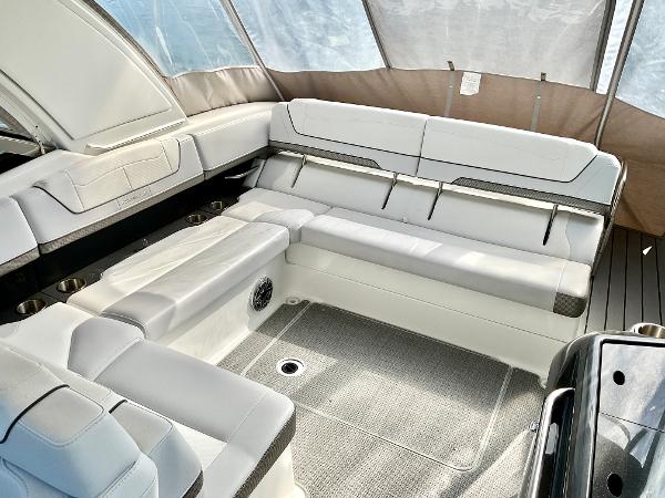 2022 Formula 350 Crossover Bowrider I/O interior with spacious seating and modern design.