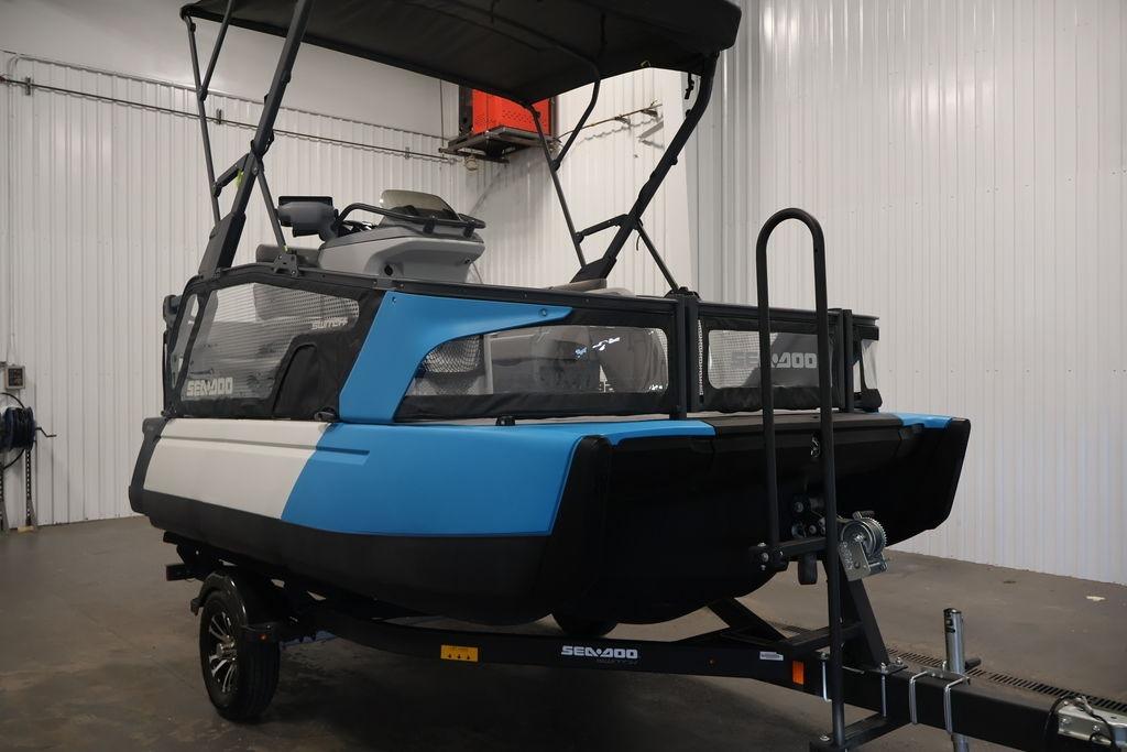 2023 Sea-Doo Switch Sport Compact on trailer in indoor setting.