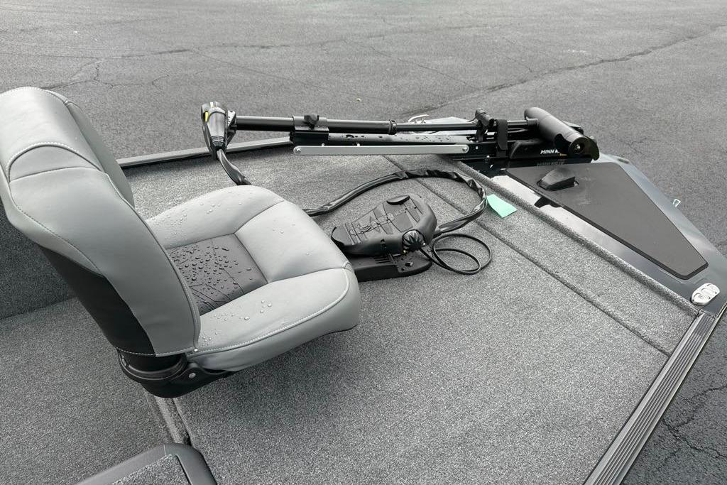 2026 Tracker Bass Tracker Classic XL boat seat and trolling motor on deck.