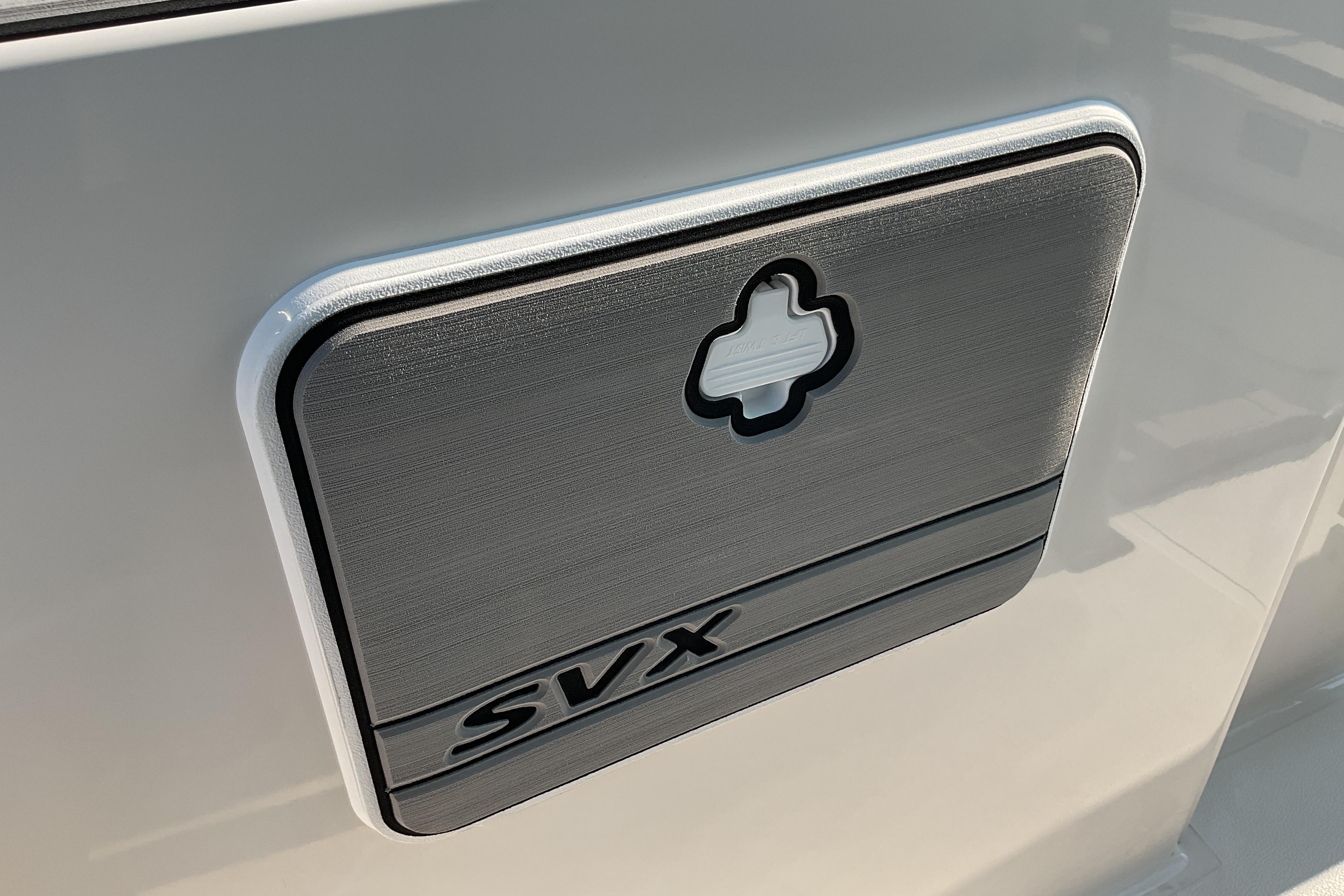 2026 Starcraft SVX 231 OB CC boat detail with sleek design and modern finish.