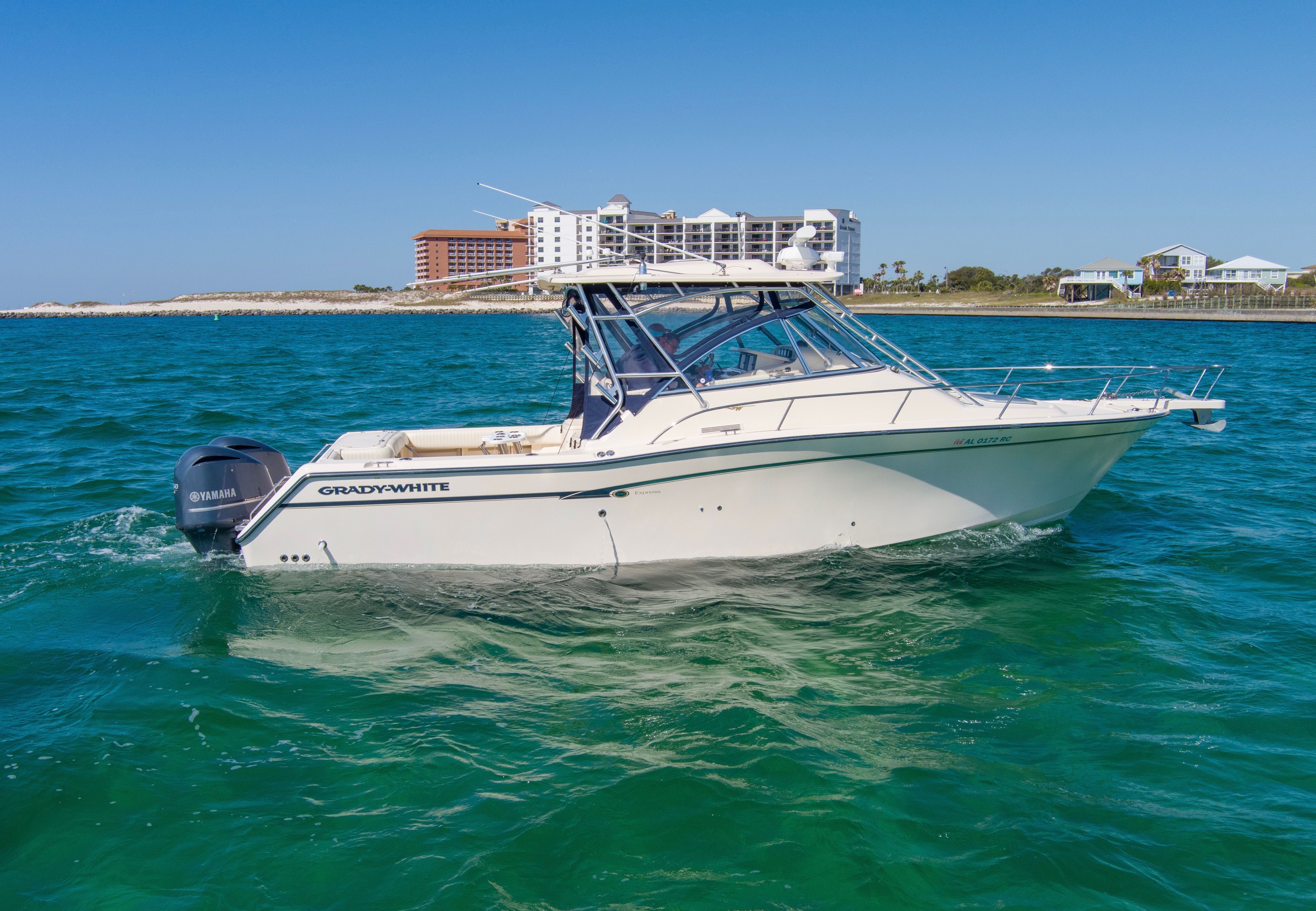 2009 Grady-White Express 330 boat on the water.