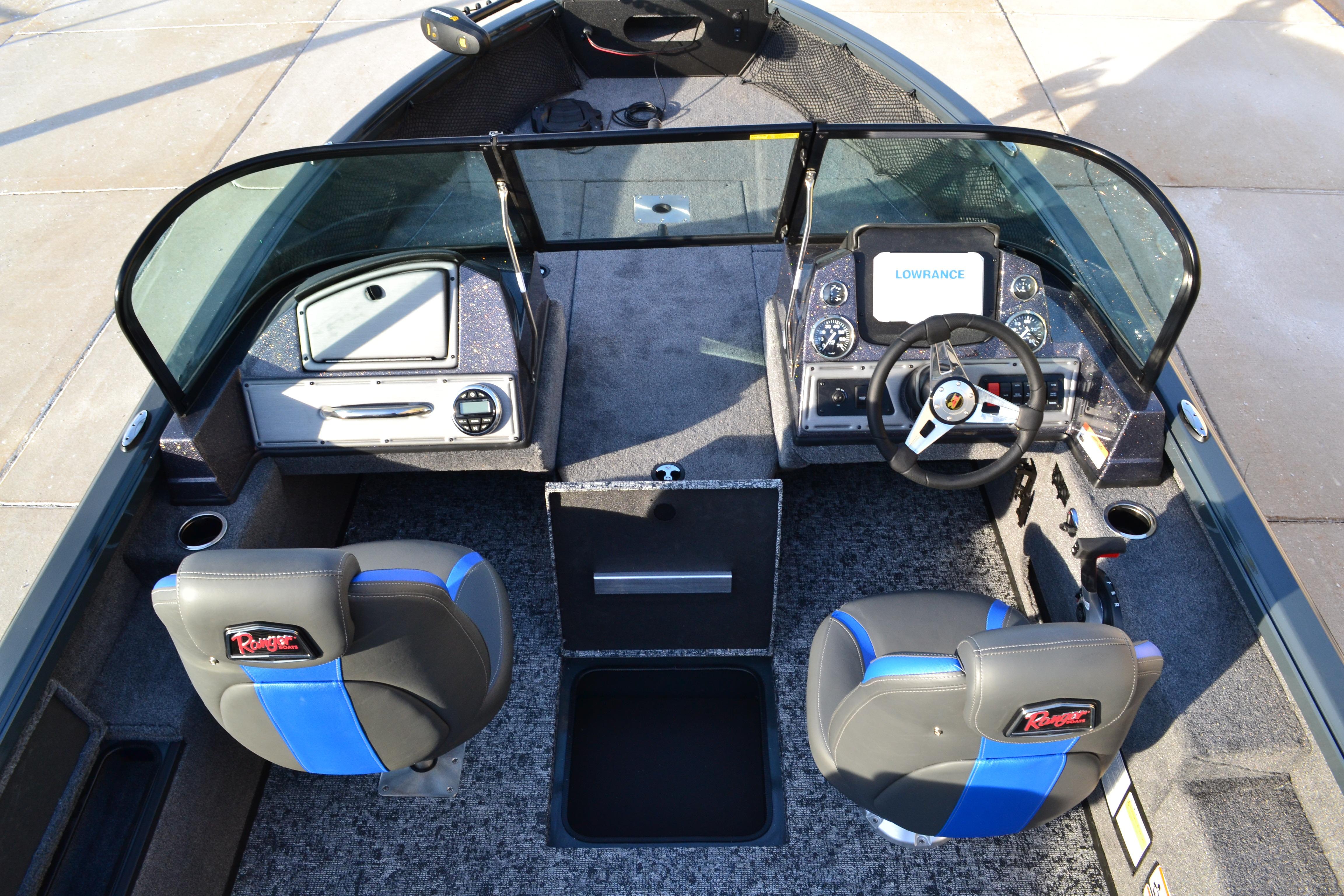 2026 Ranger VS1882SC Reata boat interior with dual seats and modern dashboard.