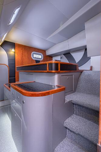 Interior of 2025 Shuttleworth 52 AeroRig yacht, featuring modern design and sleek finishes.