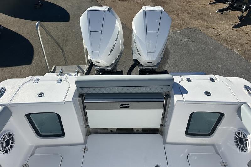 2026 Sportsman Open 282 Center Console with dual Mercury outboard engines.