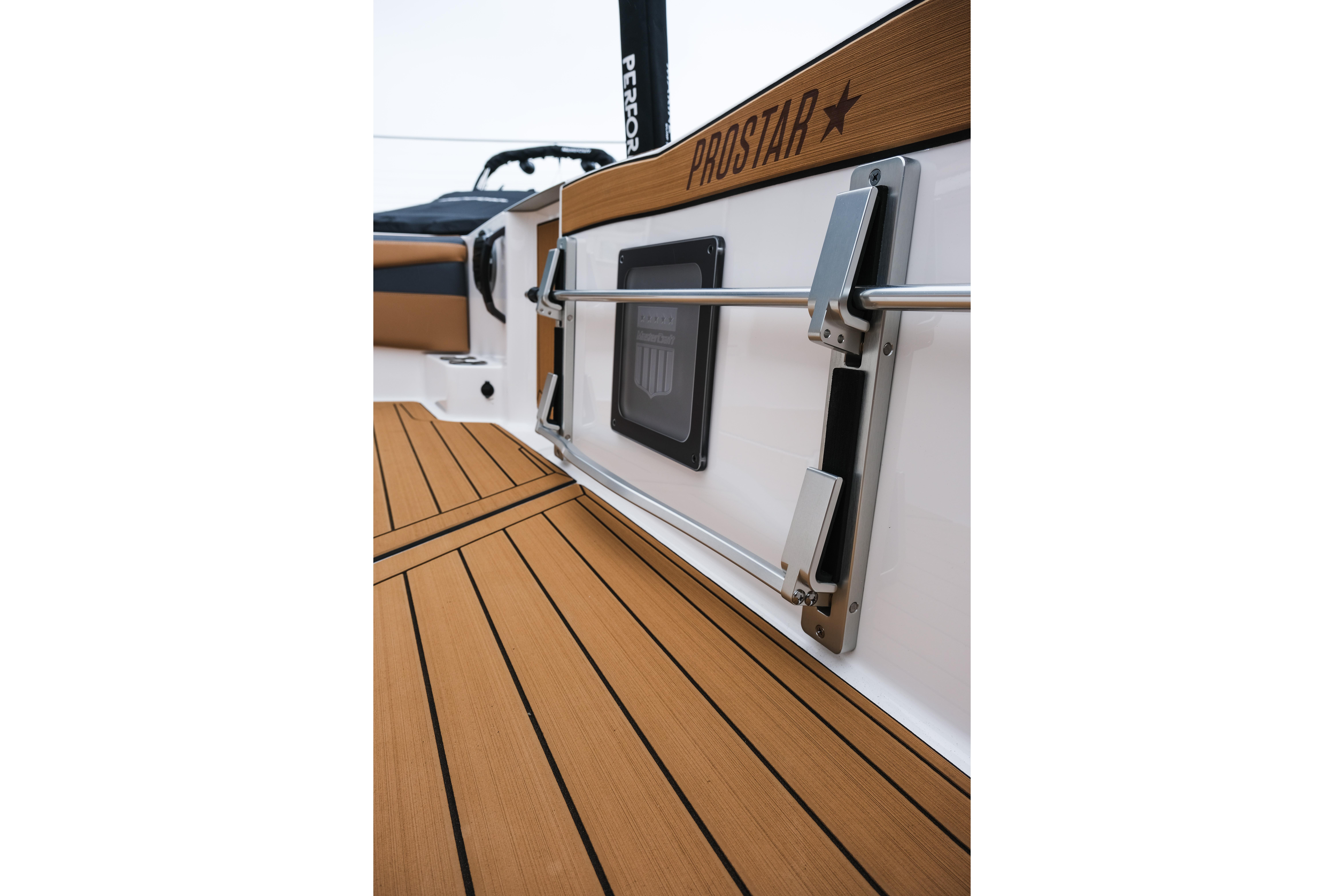2026 MasterCraft ProStar 190 boat interior with teak flooring and sleek design.