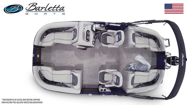 Top view of 2026 Barletta Aria 22QC boat with spacious seating layout.