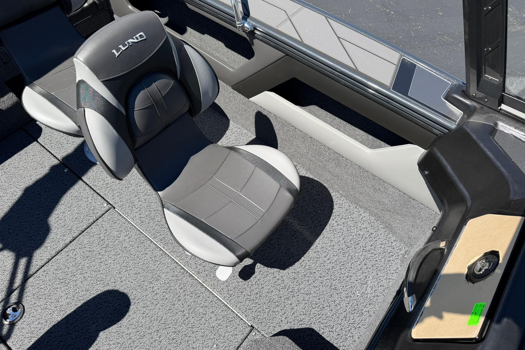 Interior of 2027 Lund 1775 Crossover XS boat with comfortable seating and modern design.