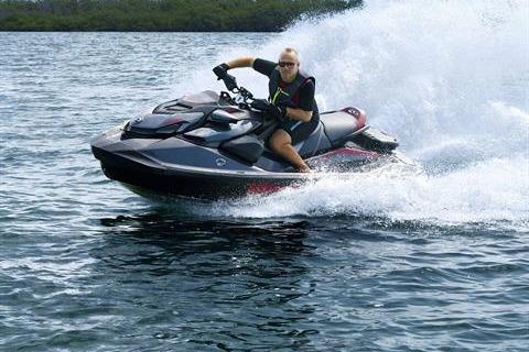 2026 Sea-Doo GTR-X 300 jet ski speeding on water with rider.