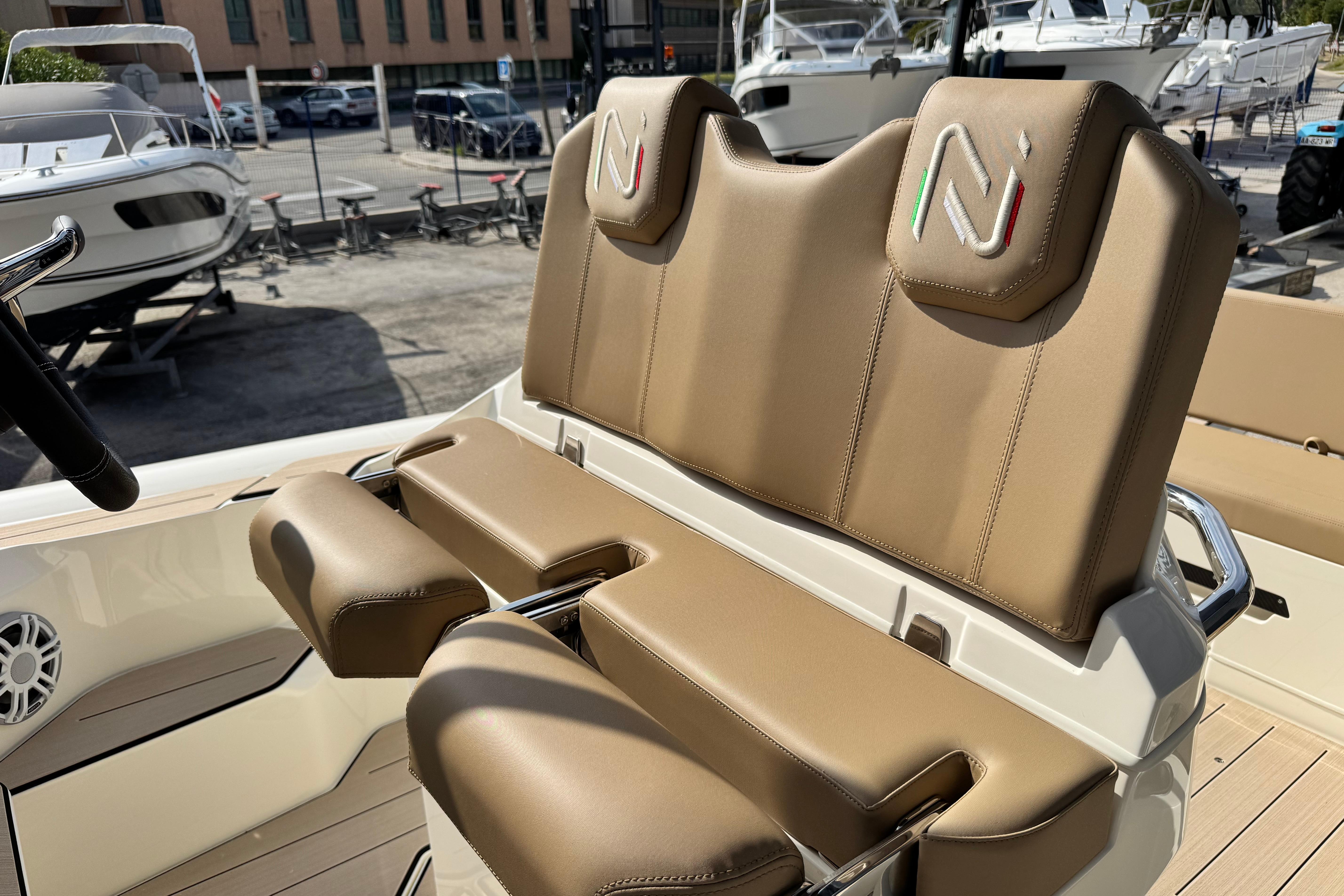 2025 Nuova Jolly Prince 30 Sport Cabin, luxurious tan seating detail.