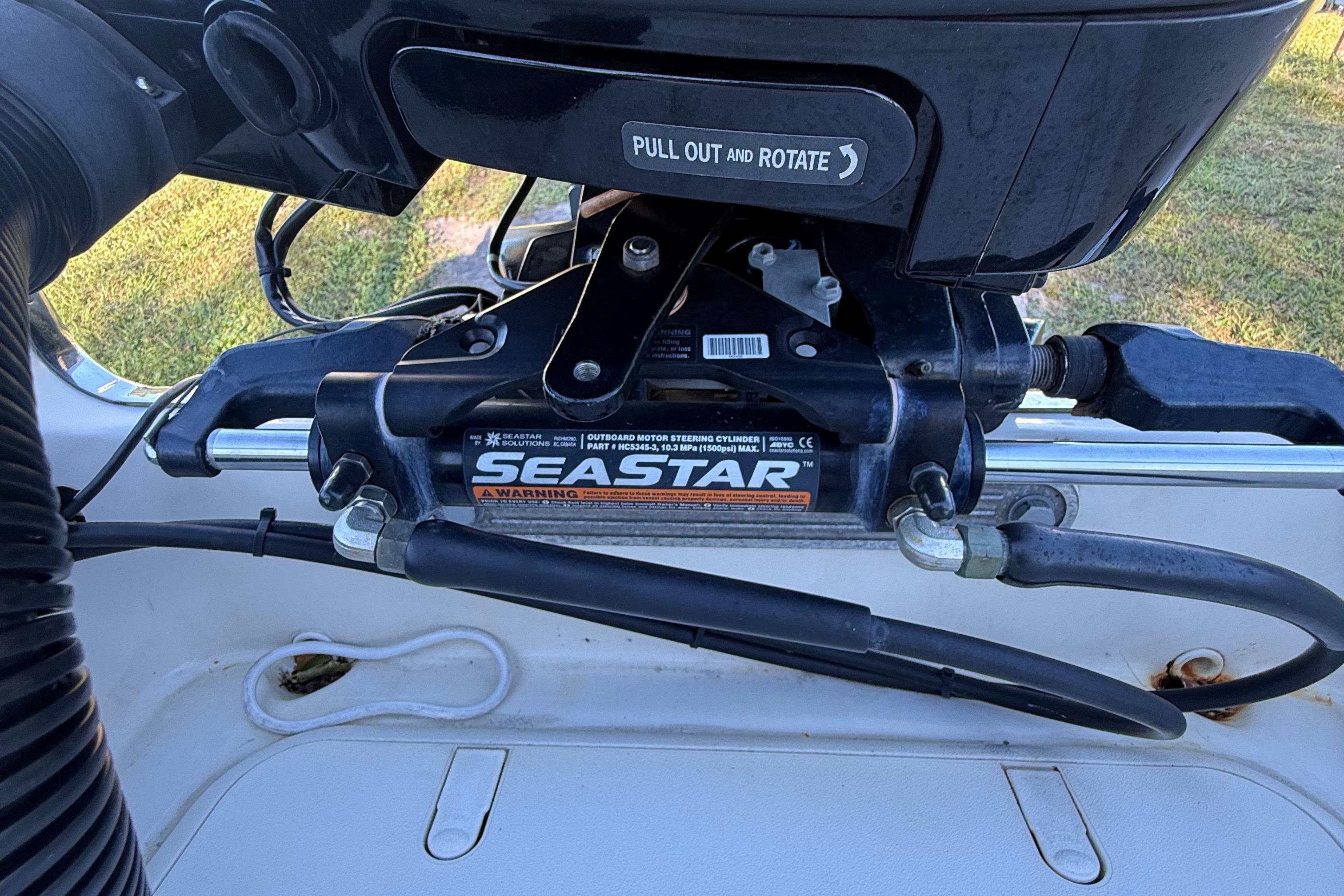 2021 Carolina Skiff 26 Ultra Elite with SeaStar steering system detail.