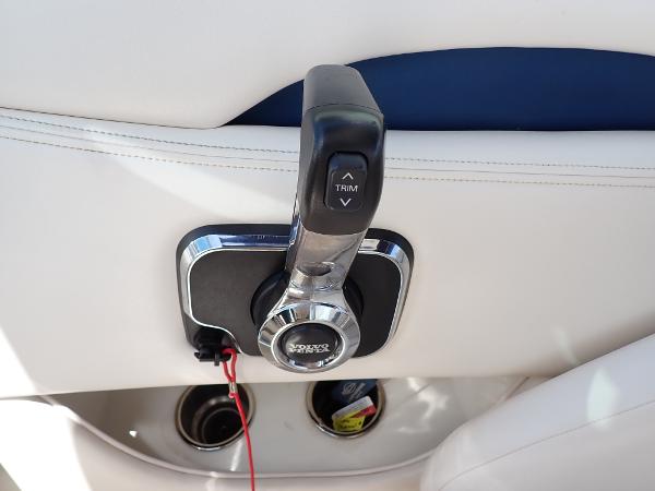 Throttle control lever on 2011 Chaparral 287 SSX boat interior.