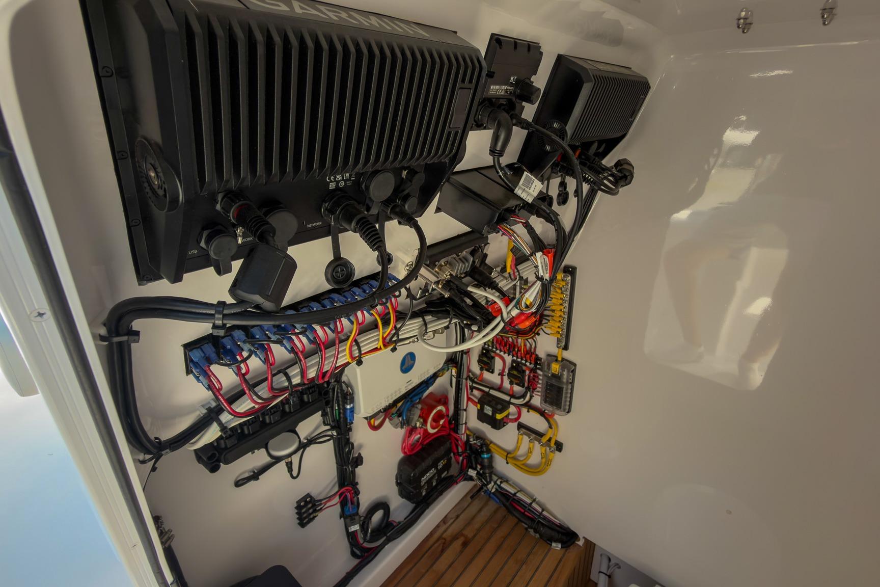 Electrical wiring and components inside a Weaver 25 model, year 2025.