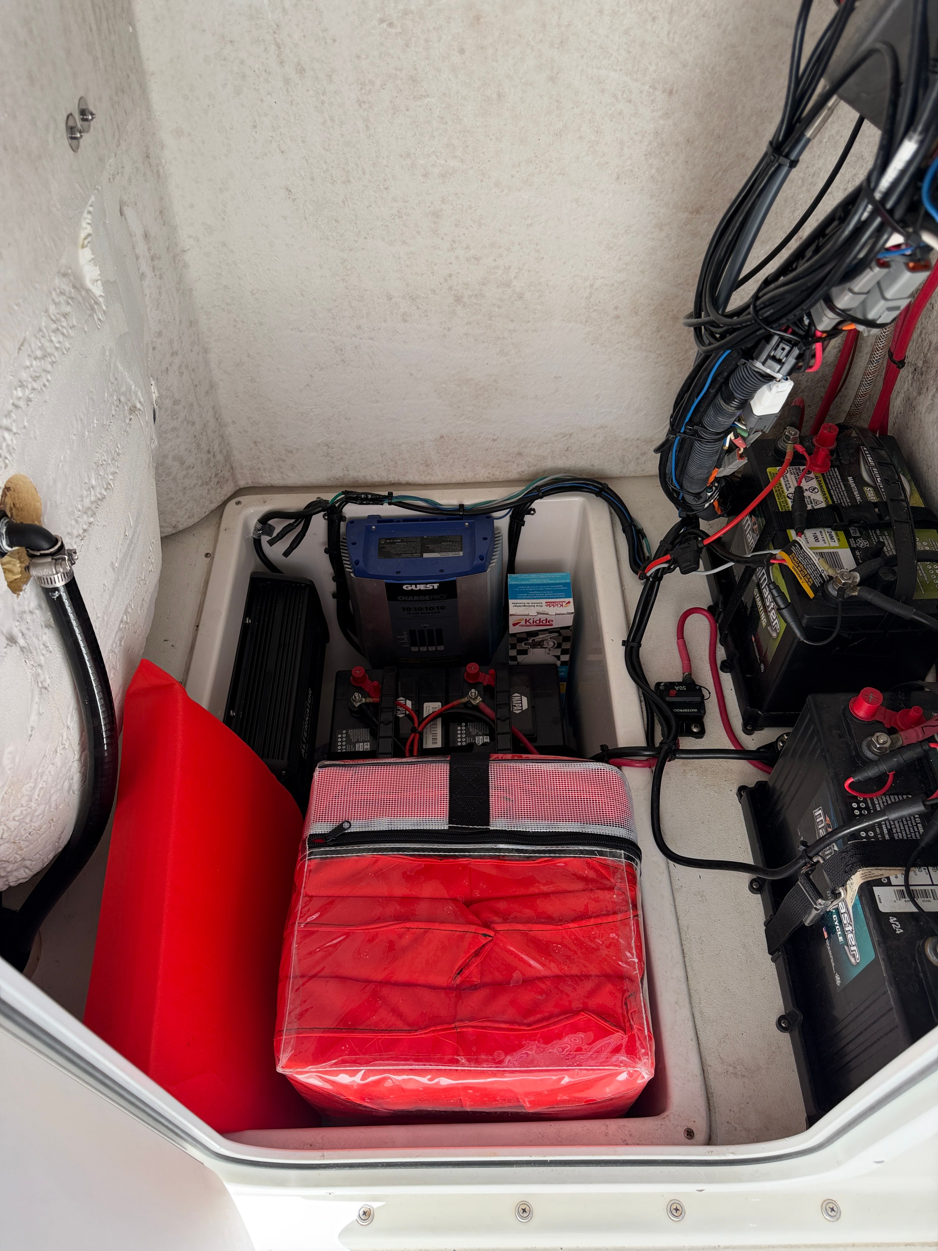 Electrical system of a 2021 KenCraft Challenger boat.