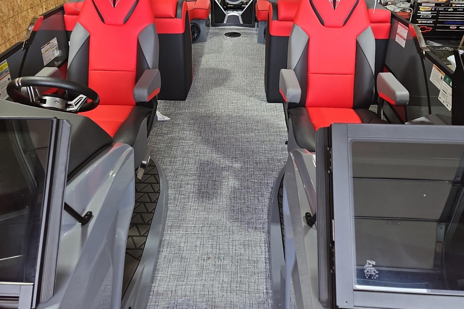 2025 Trifecta Sport RF9 DC interior with red and gray seating, modern design.