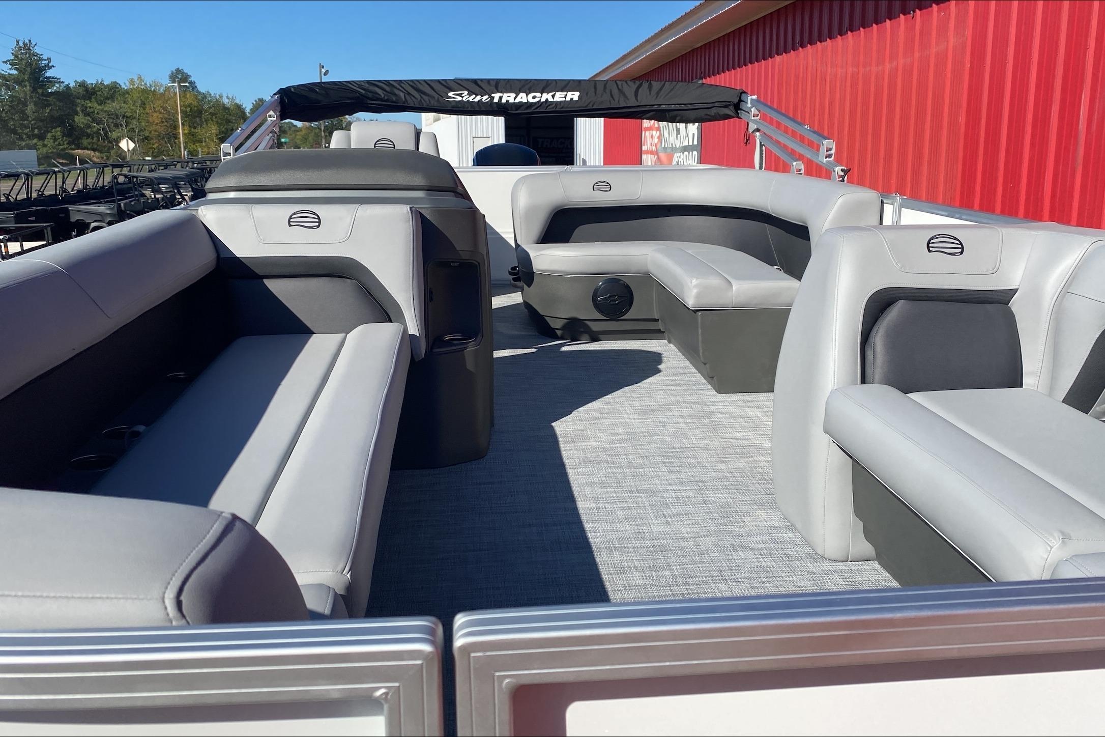 2026 Sun Tracker Party Barge 18 DLX with spacious seating and modern design.