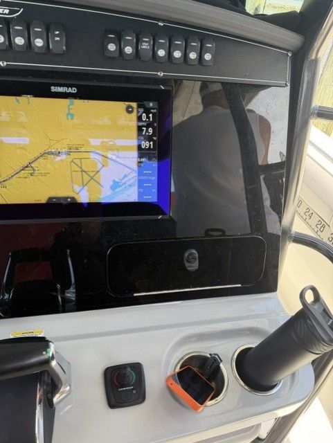 Navigation system on a 2023 Boston Whaler 330 Outrage boat.