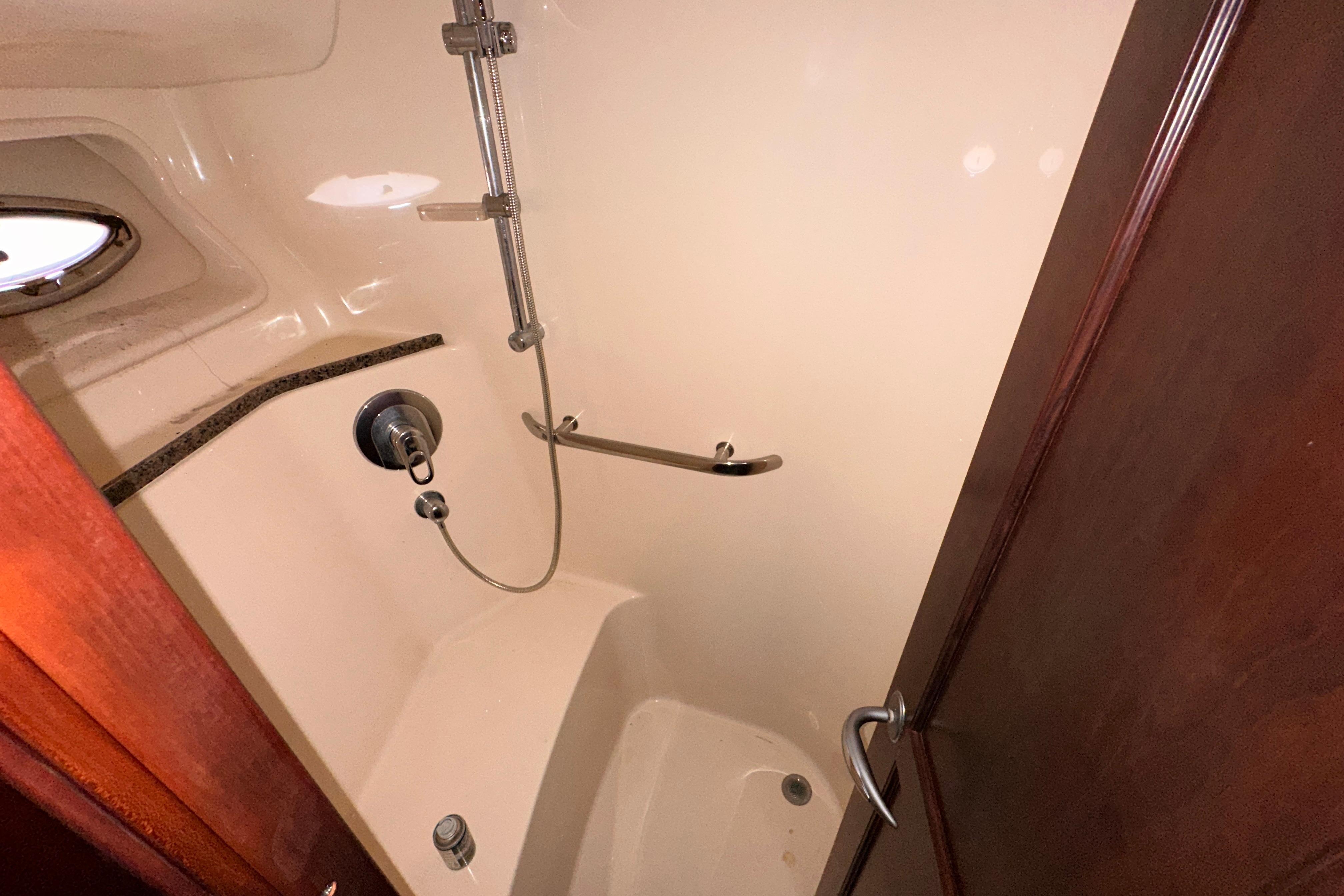 Luxurious shower area in 2006 Sea Ray 58 Sedan Bridge yacht.