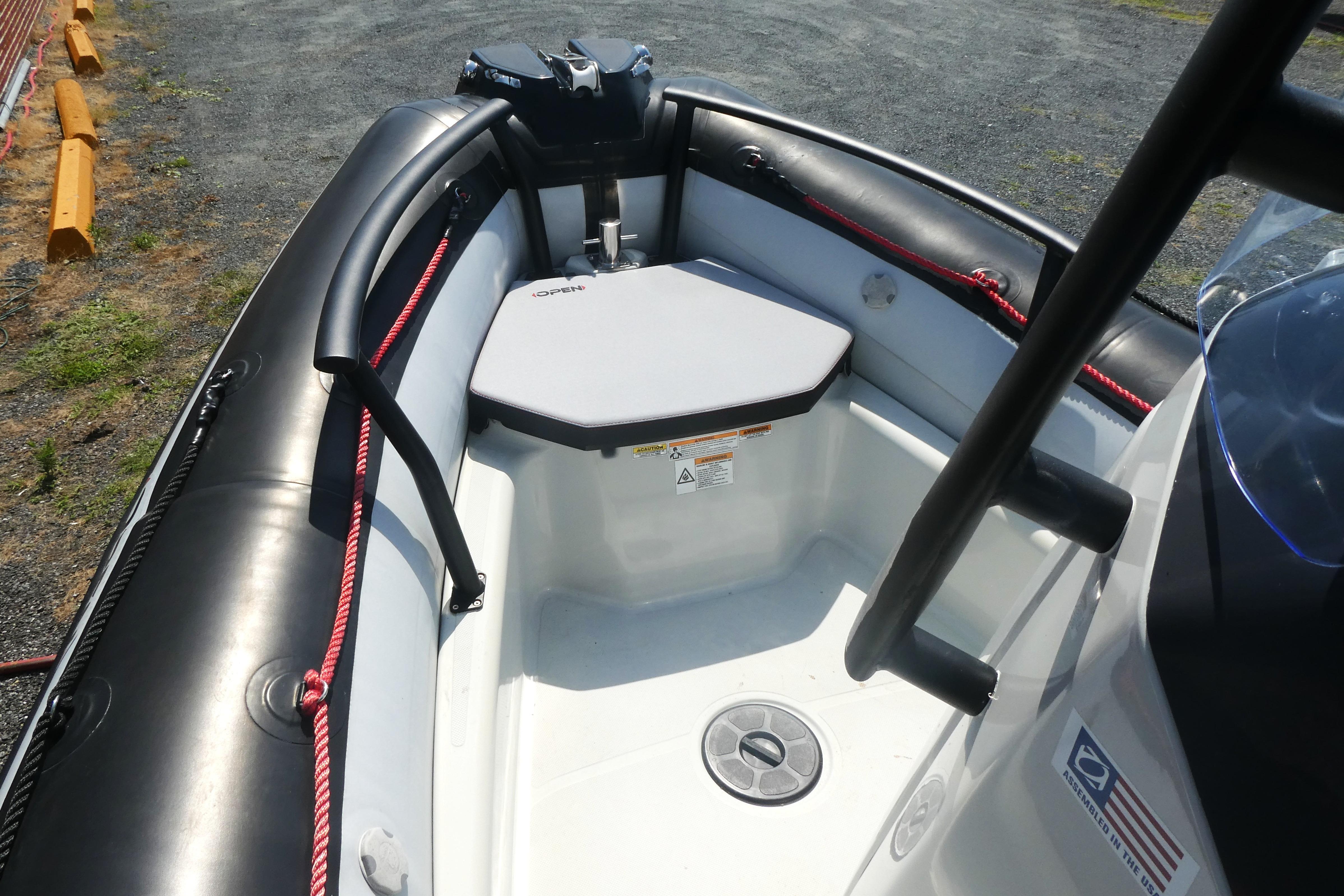 2022 Zodiac Pro 5.5 boat interior with seating and safety features.