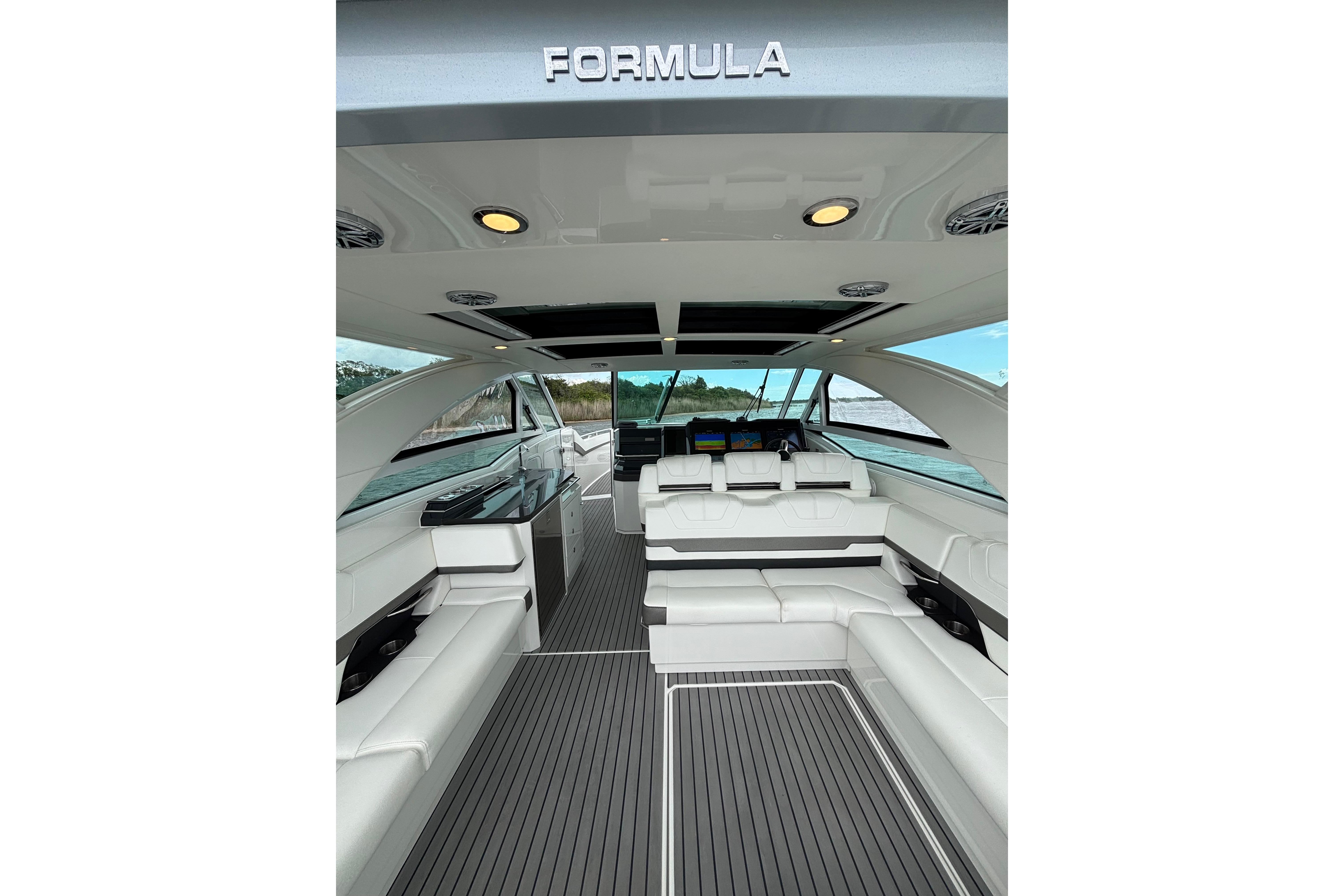 2017 Formula 430 Super Sport Crossover interior with luxurious seating and sleek design.