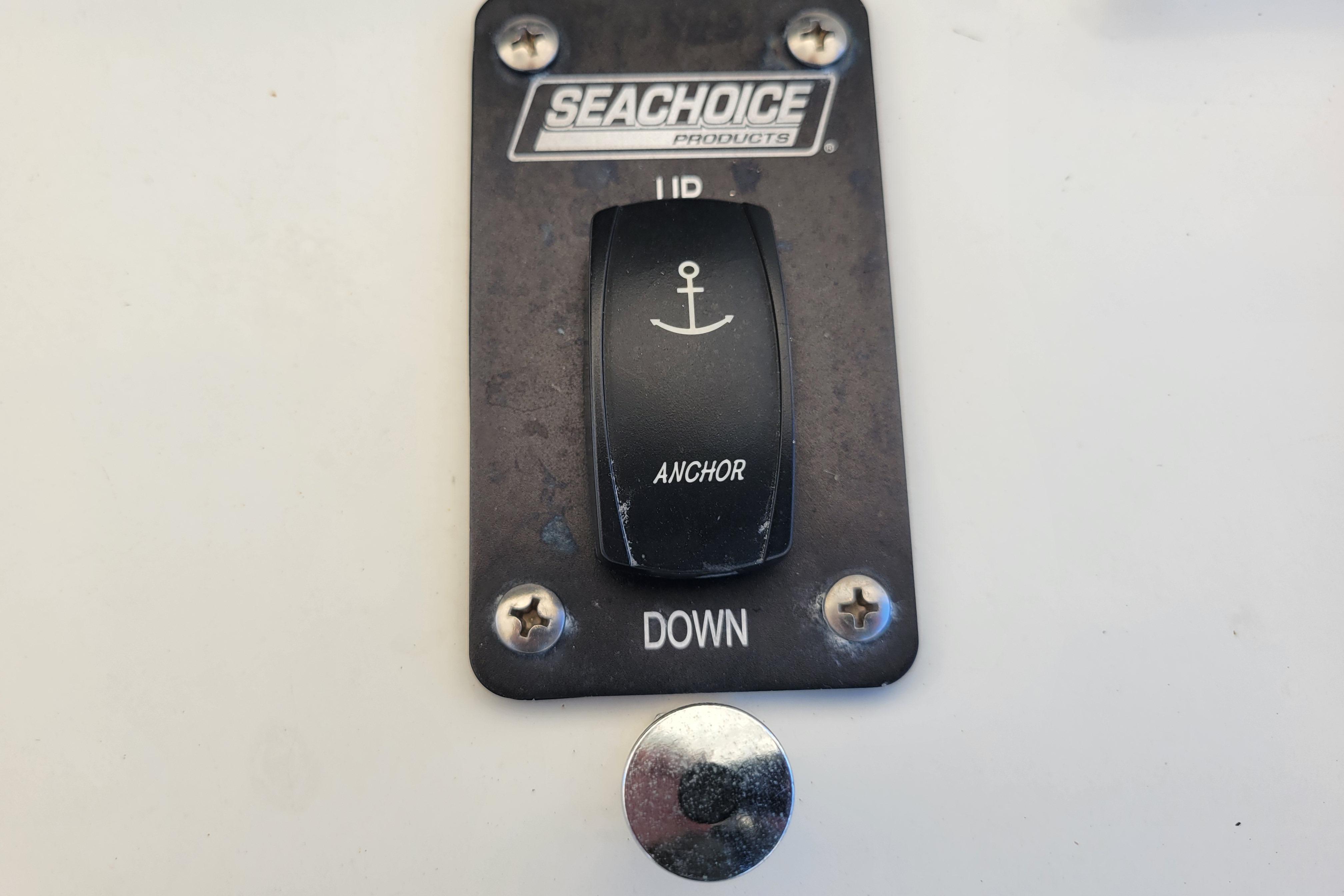 Seachoice anchor switch on 1979 Bertram 38 Convertible boat control panel.