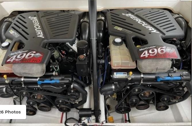 Dual Mercury 496 MAG HO engines in 2003 Sunsation 32 Dominator.