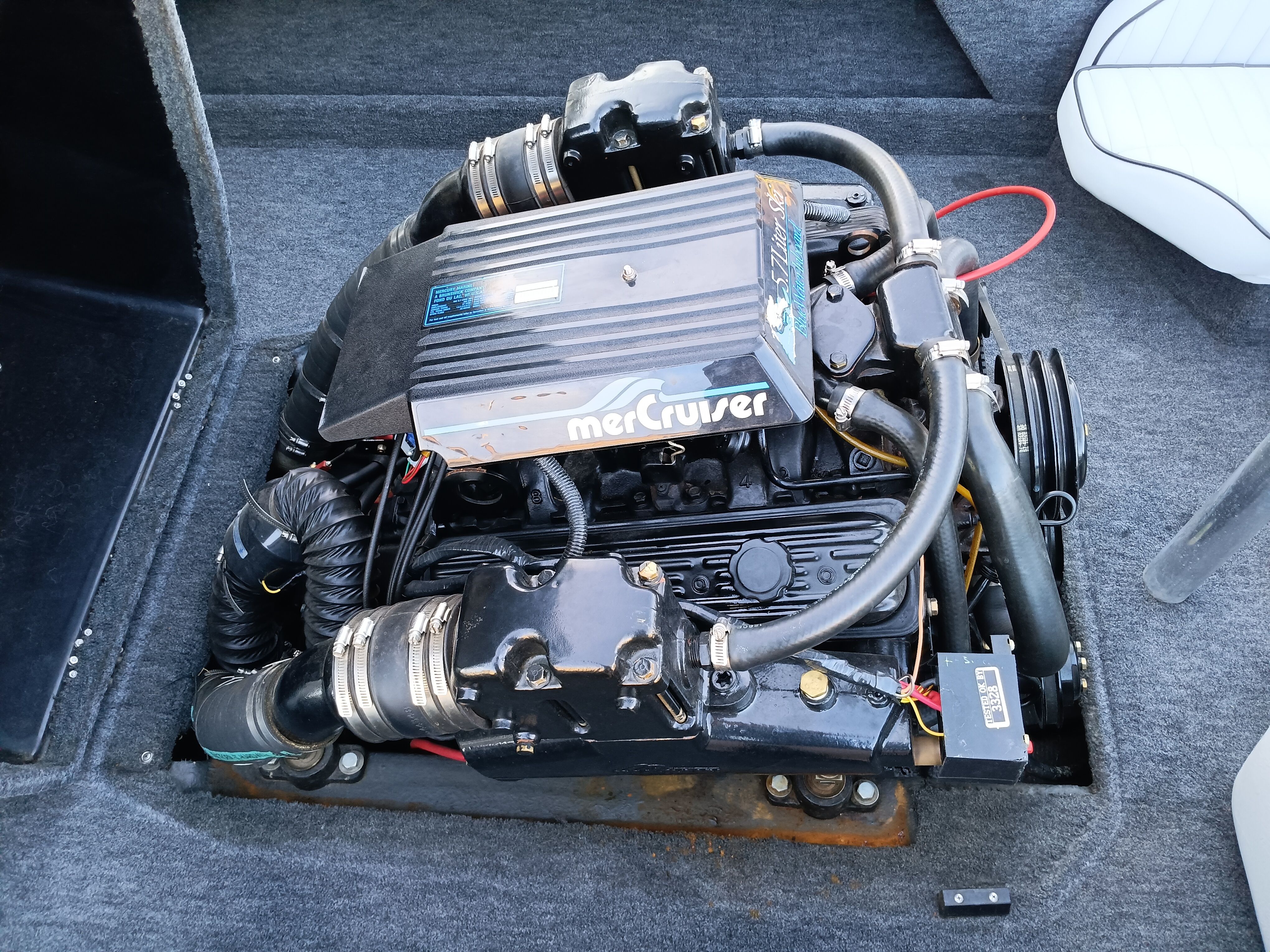 1991 Malibu Skier engine compartment with MerCruiser engine.