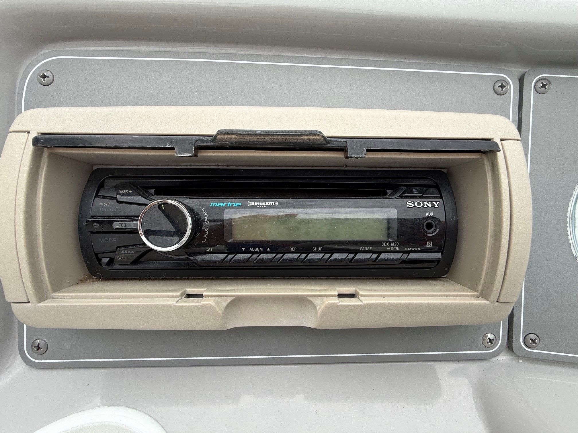 Sony marine radio in a 1998 Formula Thunderbird boat.