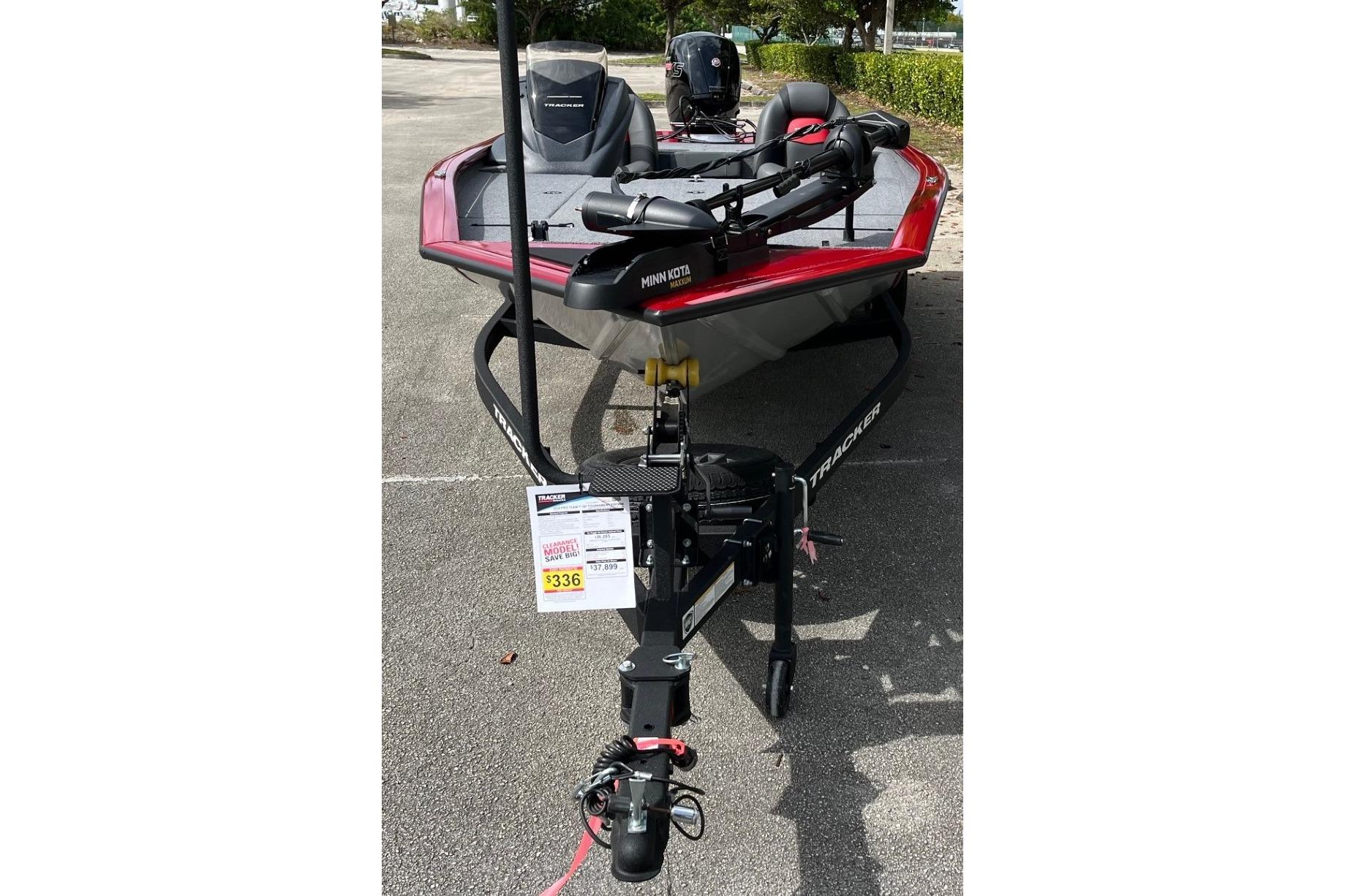 2025 Tracker Pro Team 195 Tournament Edition boat with Minn Kota trolling motor.
