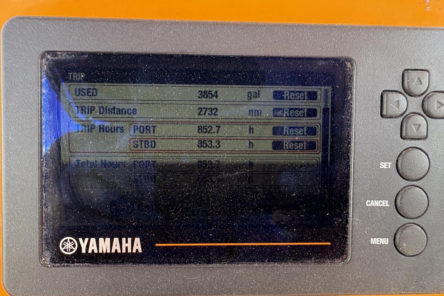 Yamaha display showing trip data for Parker 1000 Baltic, 2018 model.