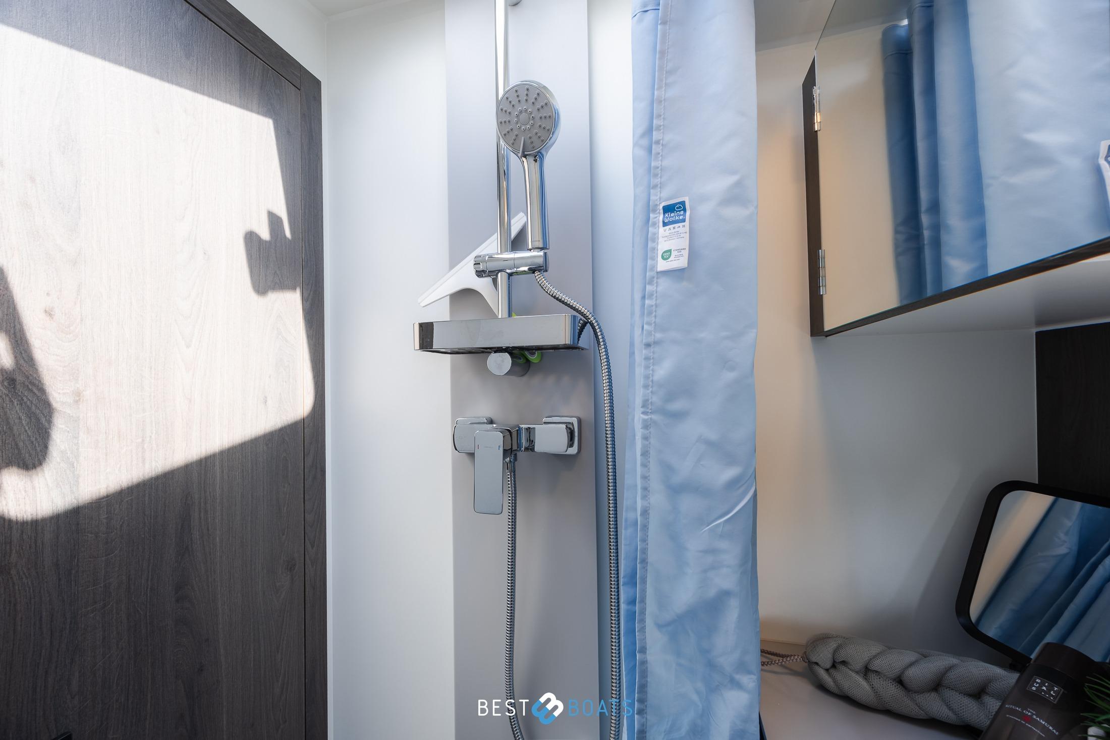 Modern shower area in 2023 Cobra Yachts Futura 36 Premium Fly.
