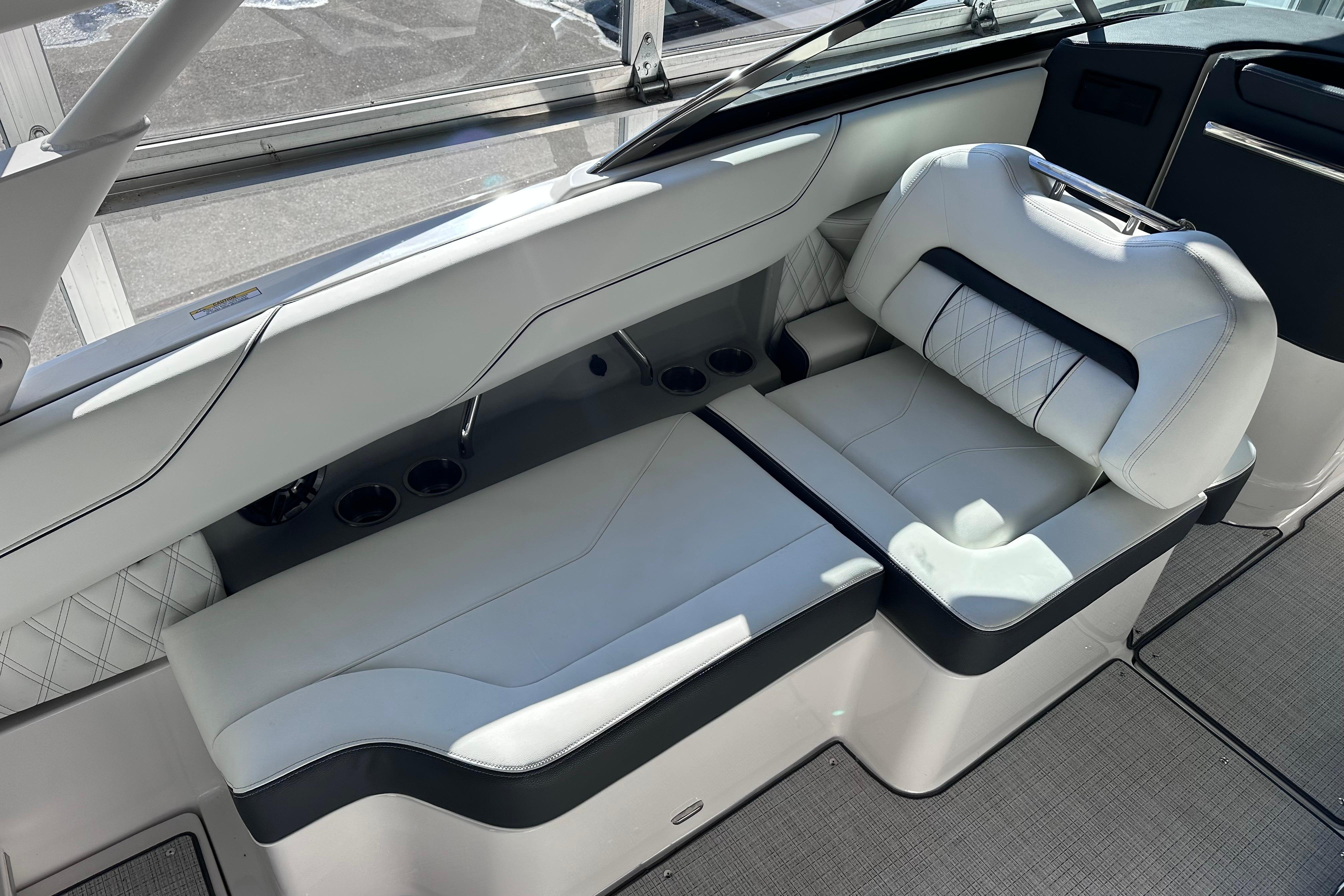 Luxurious interior seating of 2026 Regal LX4 boat with elegant design and comfort.